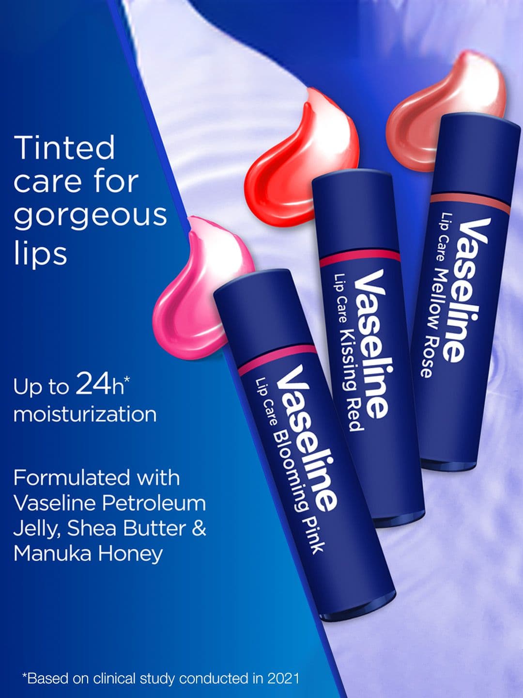 Vaseline Colour+Care Tinted Lip Balm Stick with Shea Butter 3g - Blooming Pink