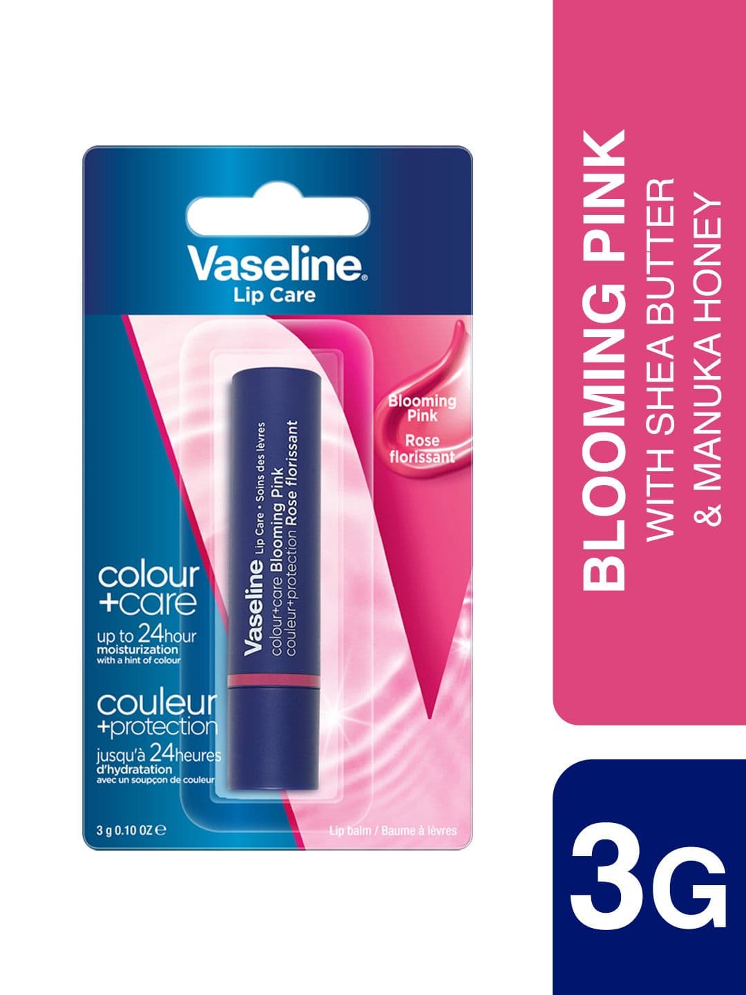 Vaseline Colour+Care Tinted Lip Balm Stick with Shea Butter 3g - Blooming Pink
