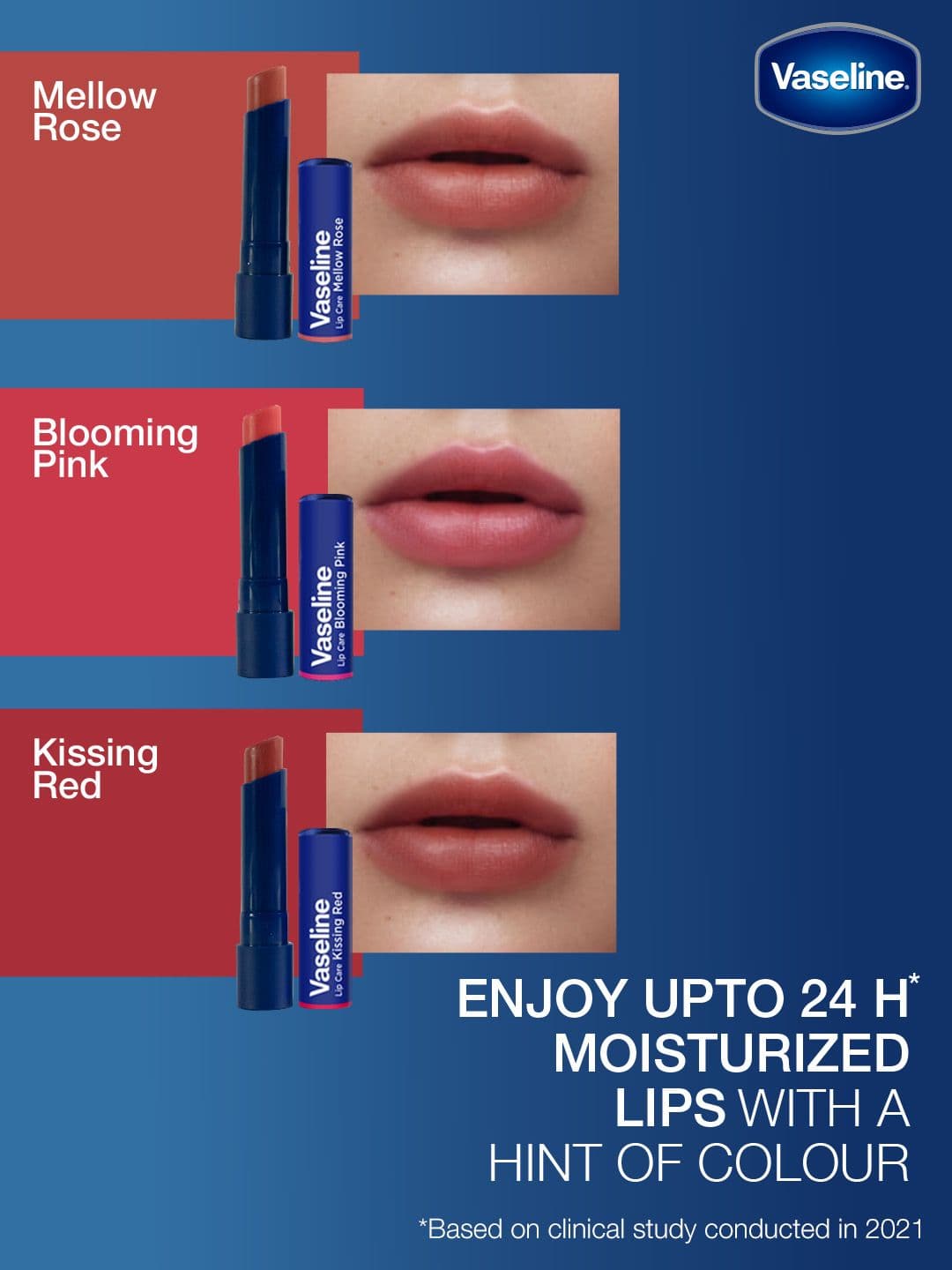 Vaseline Colour+Care Tinted Lip Balm Stick with Shea Butter 3g - Blooming Pink