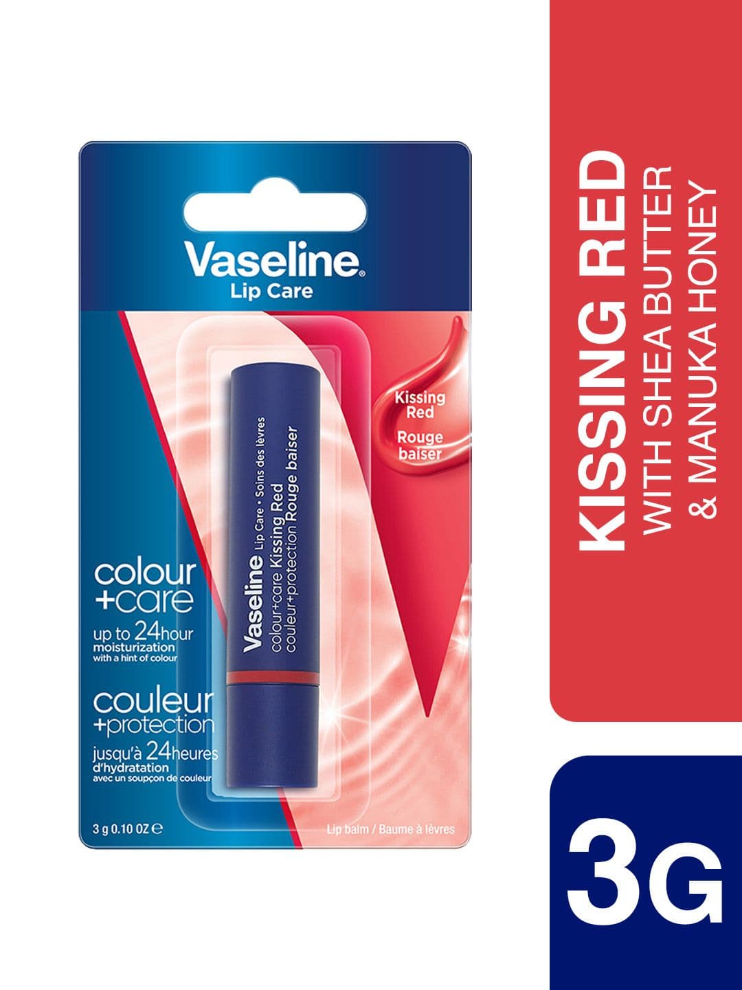 Vaseline Colour+Care Tinted Lip Balm Stick with Shea Butter 3g - Kissing Red