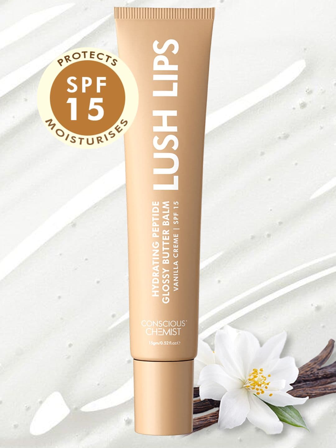 Conscious Chemist Multi Peptide & Shea Butter Infused Lip Balm With SPF 15 - Vanilla Creme