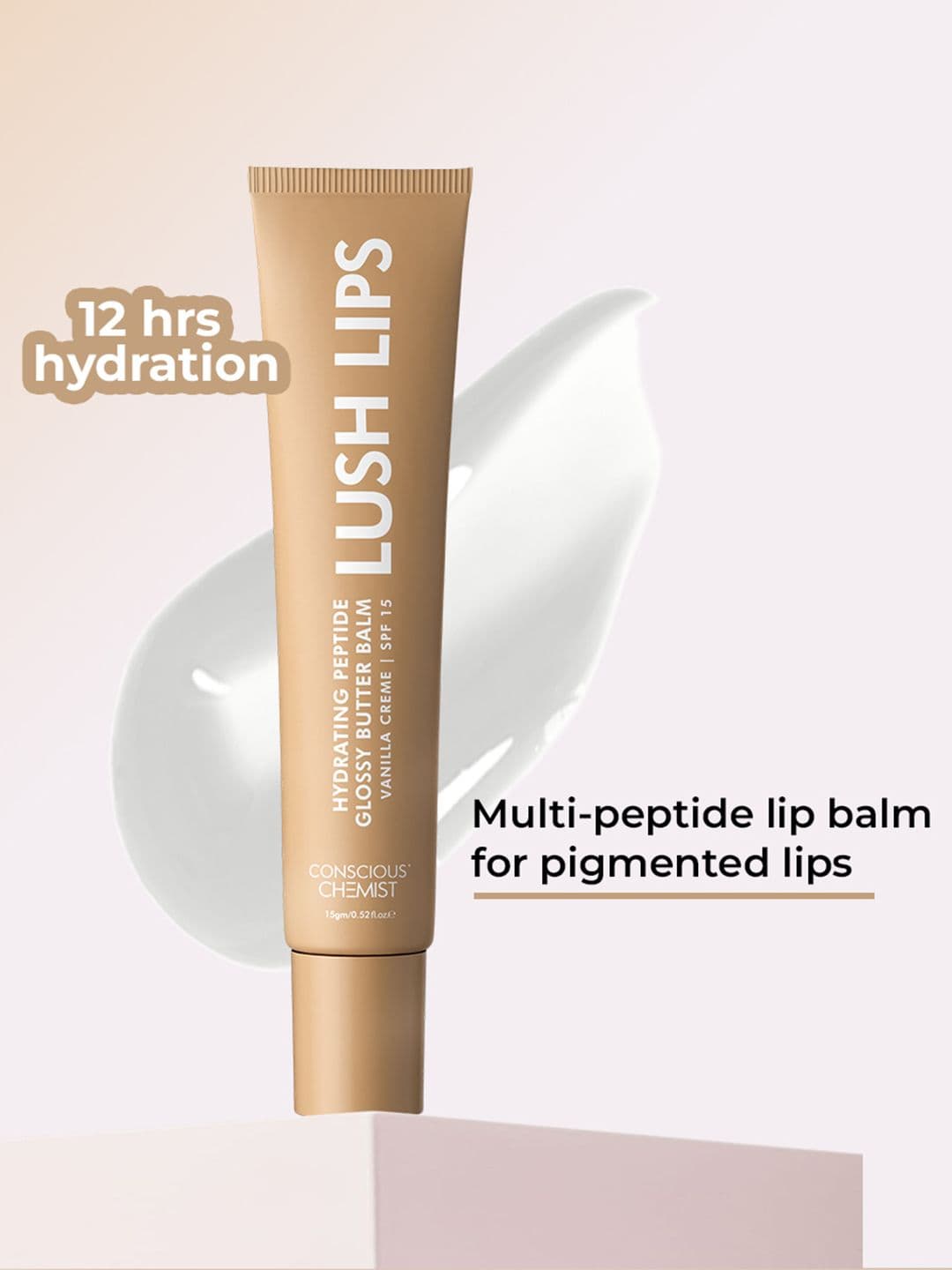 Conscious Chemist Multi Peptide & Shea Butter Infused Lip Balm With SPF 15 - Vanilla Creme