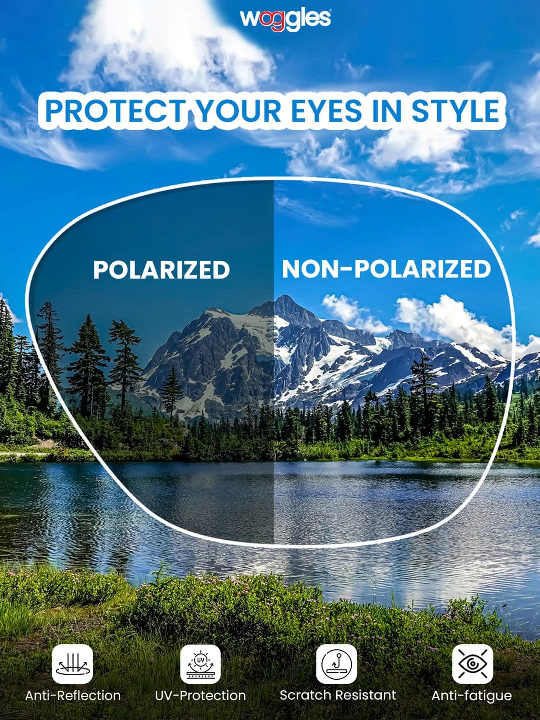 Woggles Unisex Square Sunglasses with UV Protected Lens