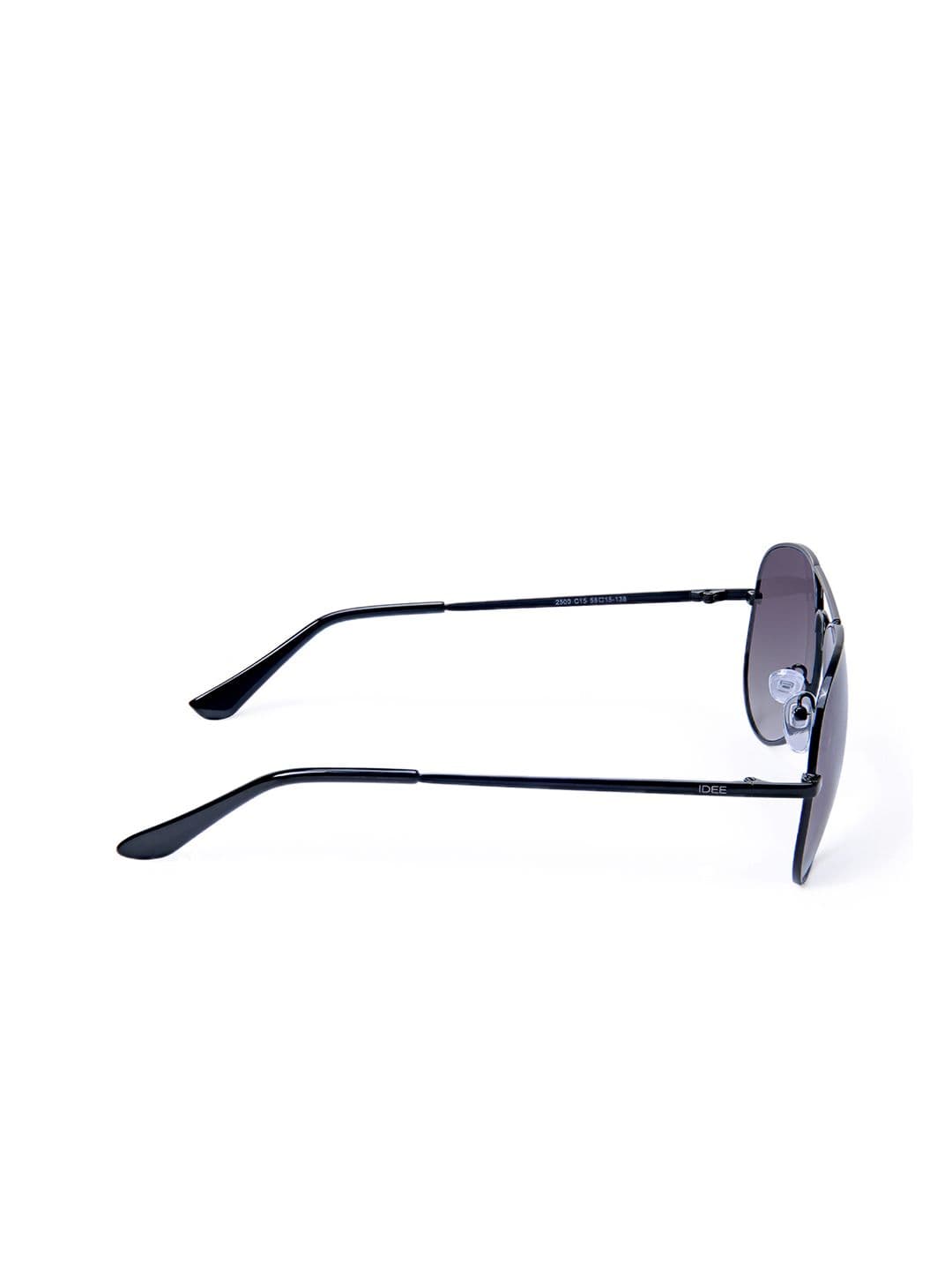 IDEE Unisex Black Lens & Black Aviator Sunglasses with UV Protected Lens