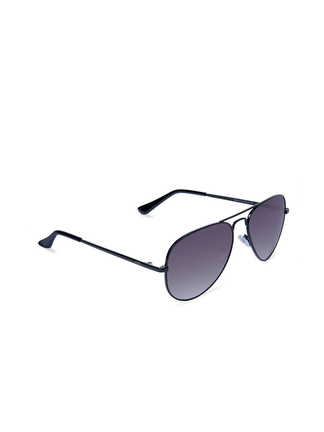 IDEE Unisex Black Lens & Black Aviator Sunglasses with UV Protected Lens