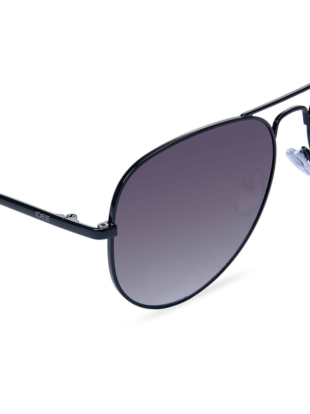 IDEE Unisex Black Lens & Black Aviator Sunglasses with UV Protected Lens