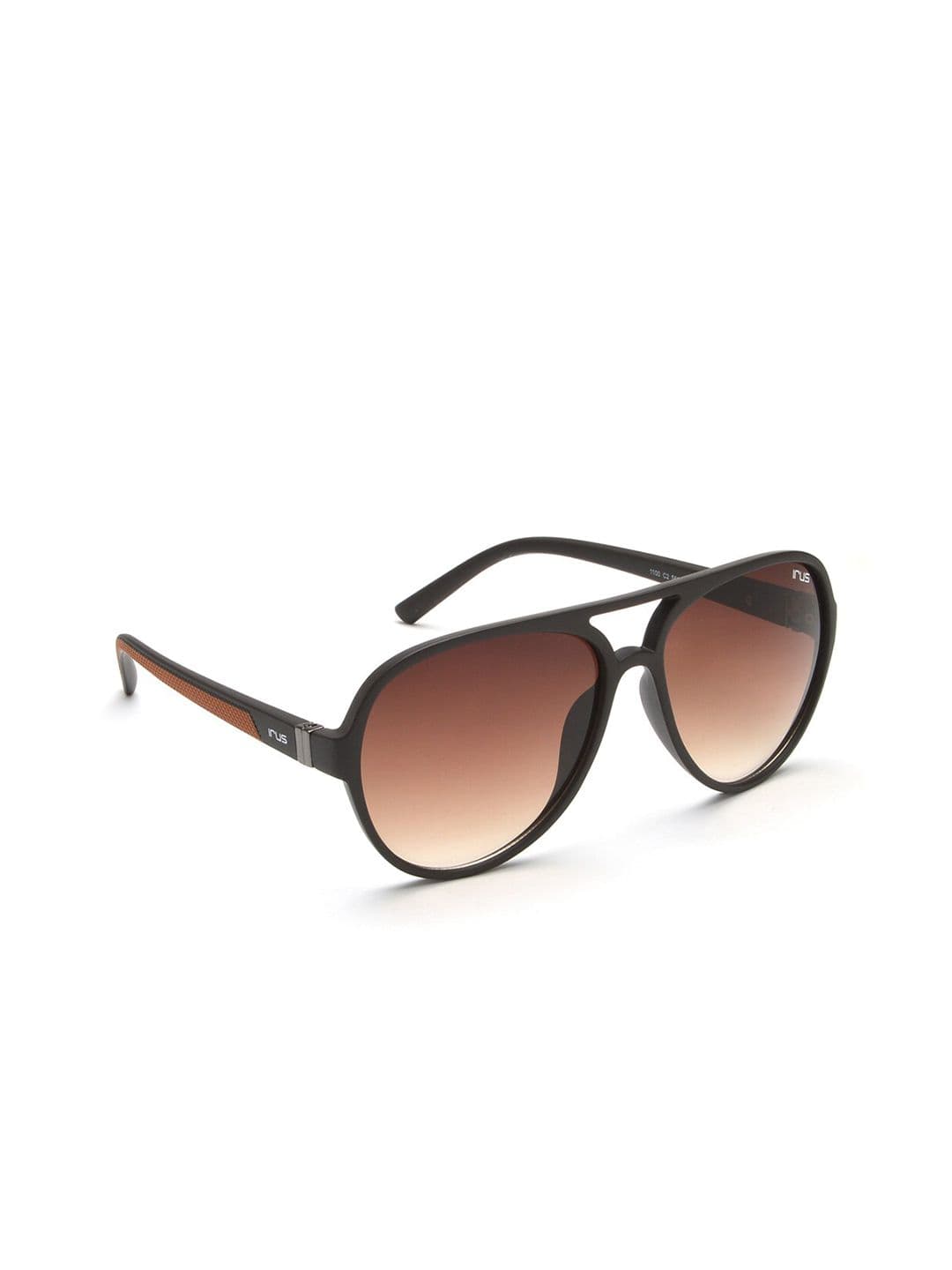 IRUS by IDEE Unisex Brown Lens & Black Aviator Sunglasses with UV Protected Lens