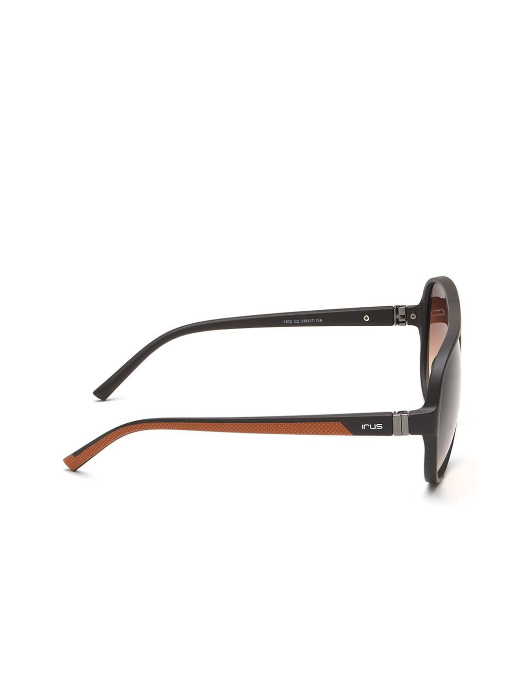 IRUS by IDEE Unisex Brown Lens & Black Aviator Sunglasses with UV Protected Lens