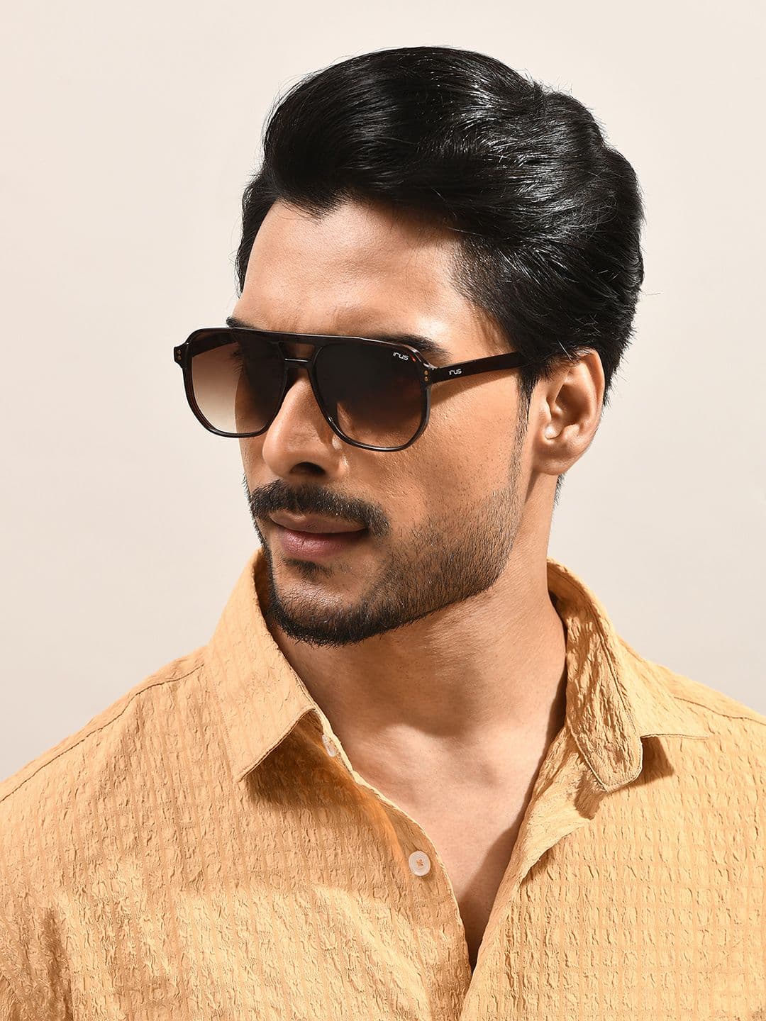 IRUS by IDEE Unisex Brown Lens & Black Square Sunglasses with UV Protected Lens