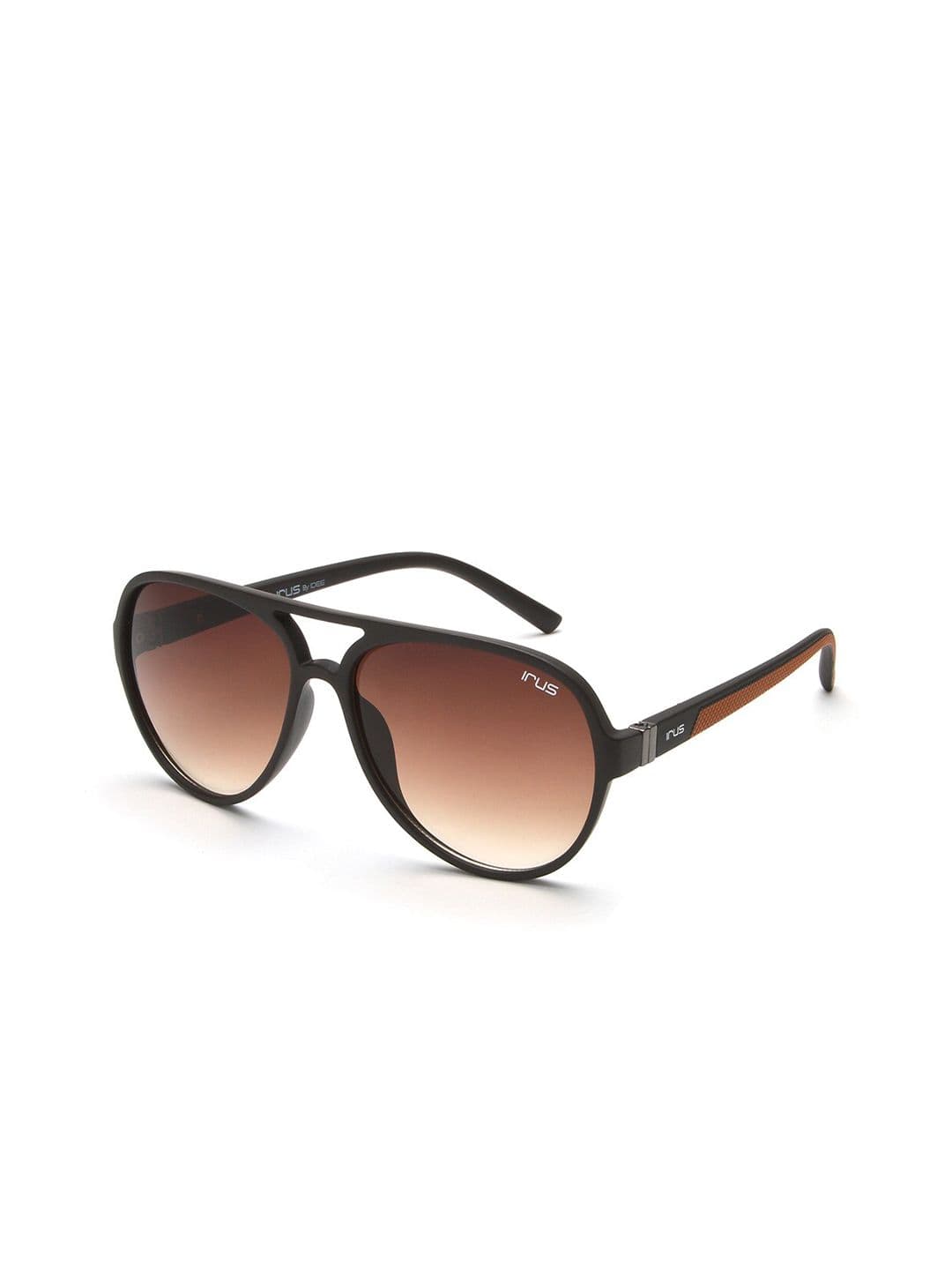 IRUS by IDEE Unisex Brown Lens & Black Aviator Sunglasses with UV Protected Lens