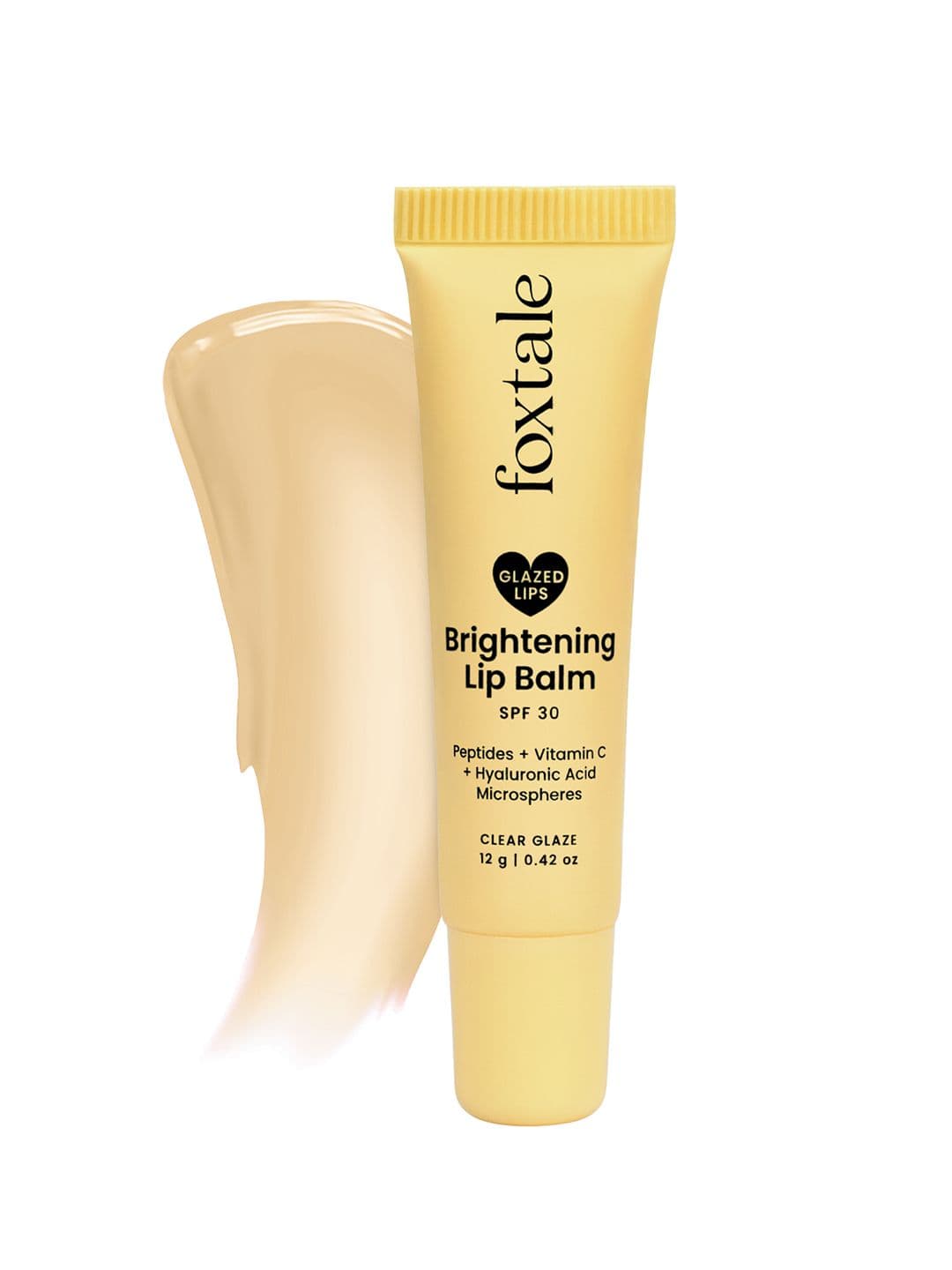 FoxTale SPF 30 Brightening Lip Balm with Peptides & Vit C - Clear Glaze - 12 g