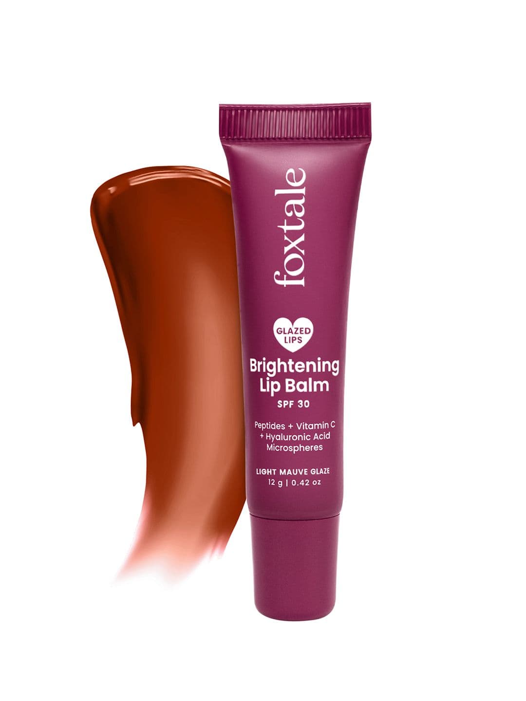 FoxTale SPF 30 Brightening Lip Balm with Peptides & Vit C- Light Mauve Glaze-12g