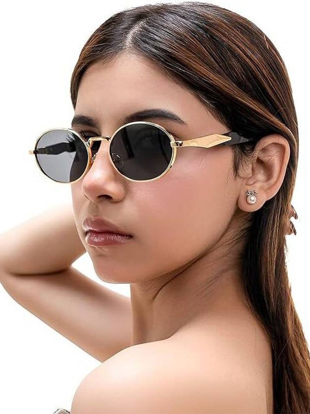 HAYDEN haiza Round Sunglasses with UV Protected Lens GOLD-NEW OVAL-1