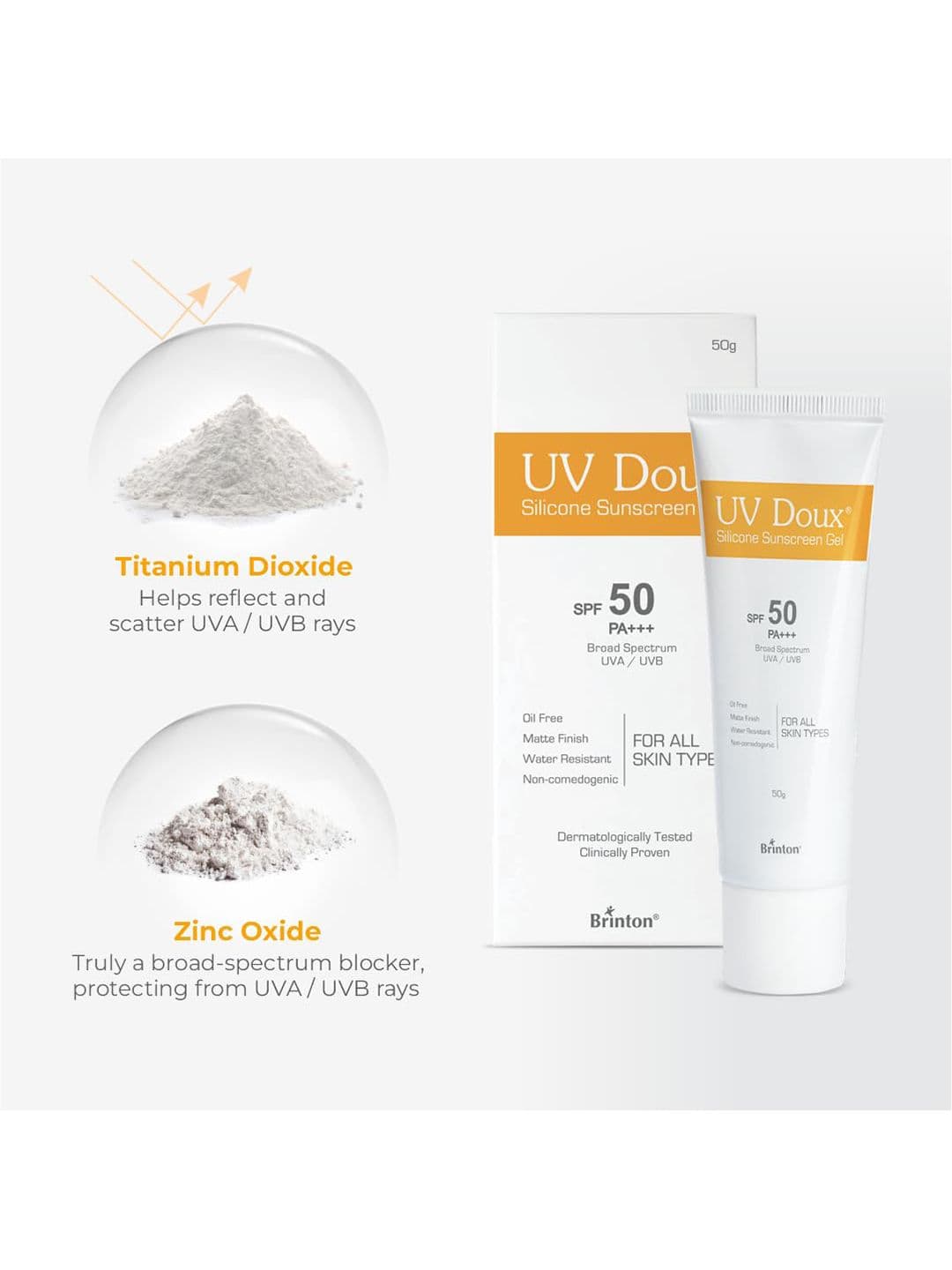Brinton UV Doux Silicone Sunscreen Gel SPF 50 PA+++ - 50g