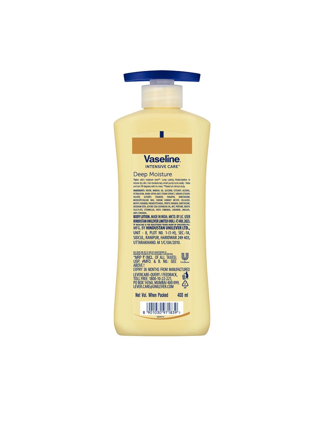 Vaseline Deep Moisture Body Lotion for Cushion Soft Skin with Ceramides Hyaluron - 400ml