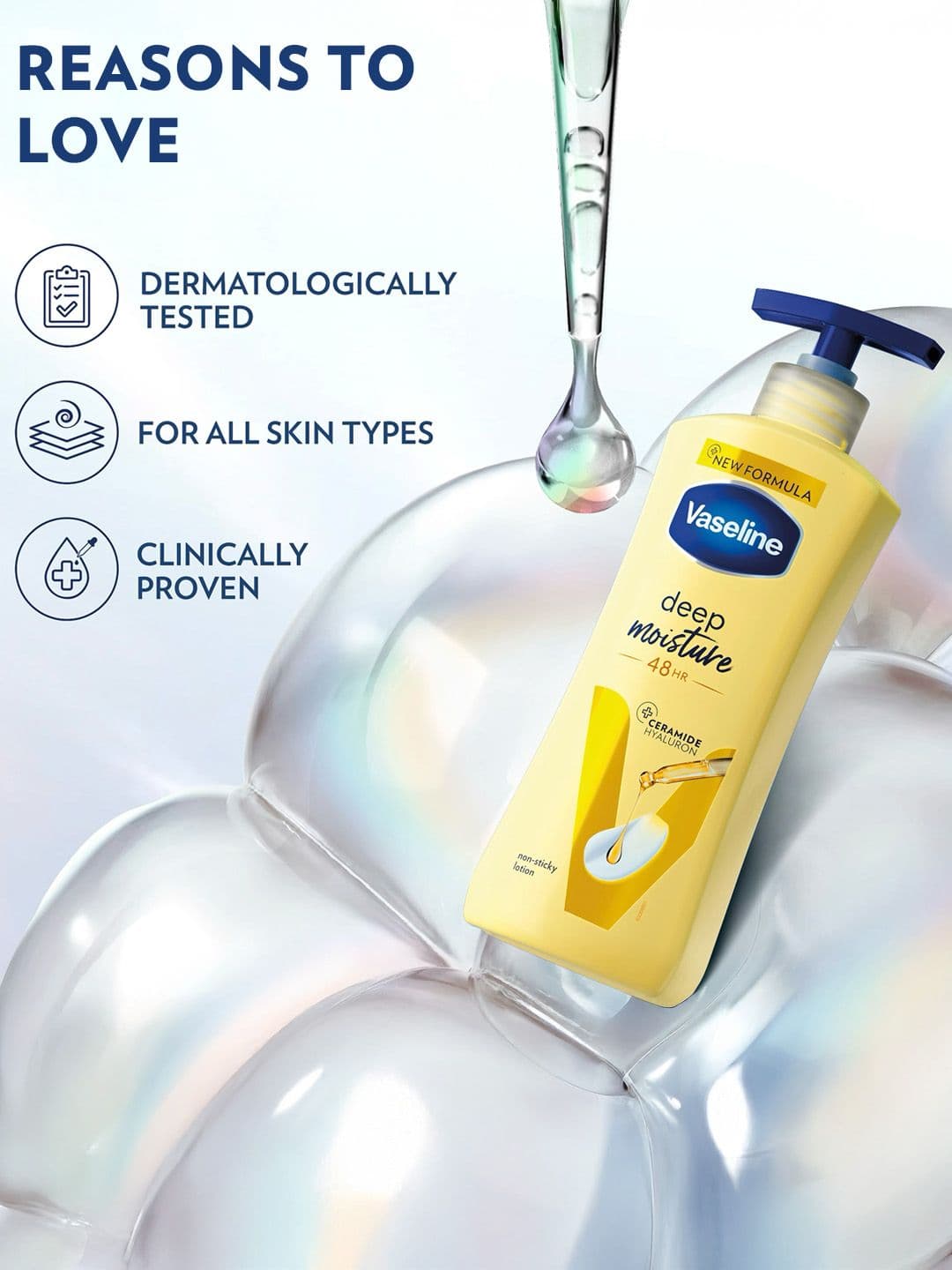 Vaseline Deep Moisture Body Lotion for Cushion Soft Skin with Ceramides Hyaluron - 400ml