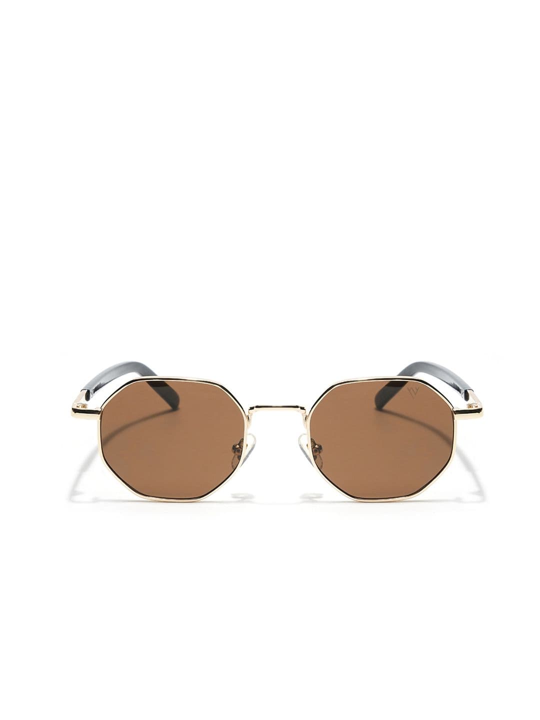 Voyage Unisex Brown Lens & Gold-Toned Round Sunglasses with UV Protected Lens