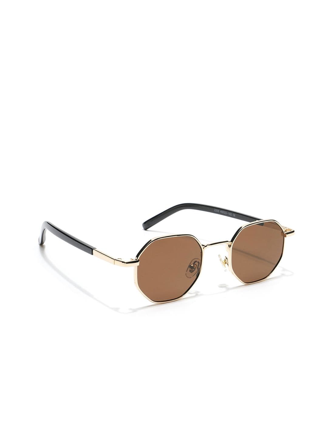 Voyage Unisex Brown Lens & Gold-Toned Round Sunglasses with UV Protected Lens