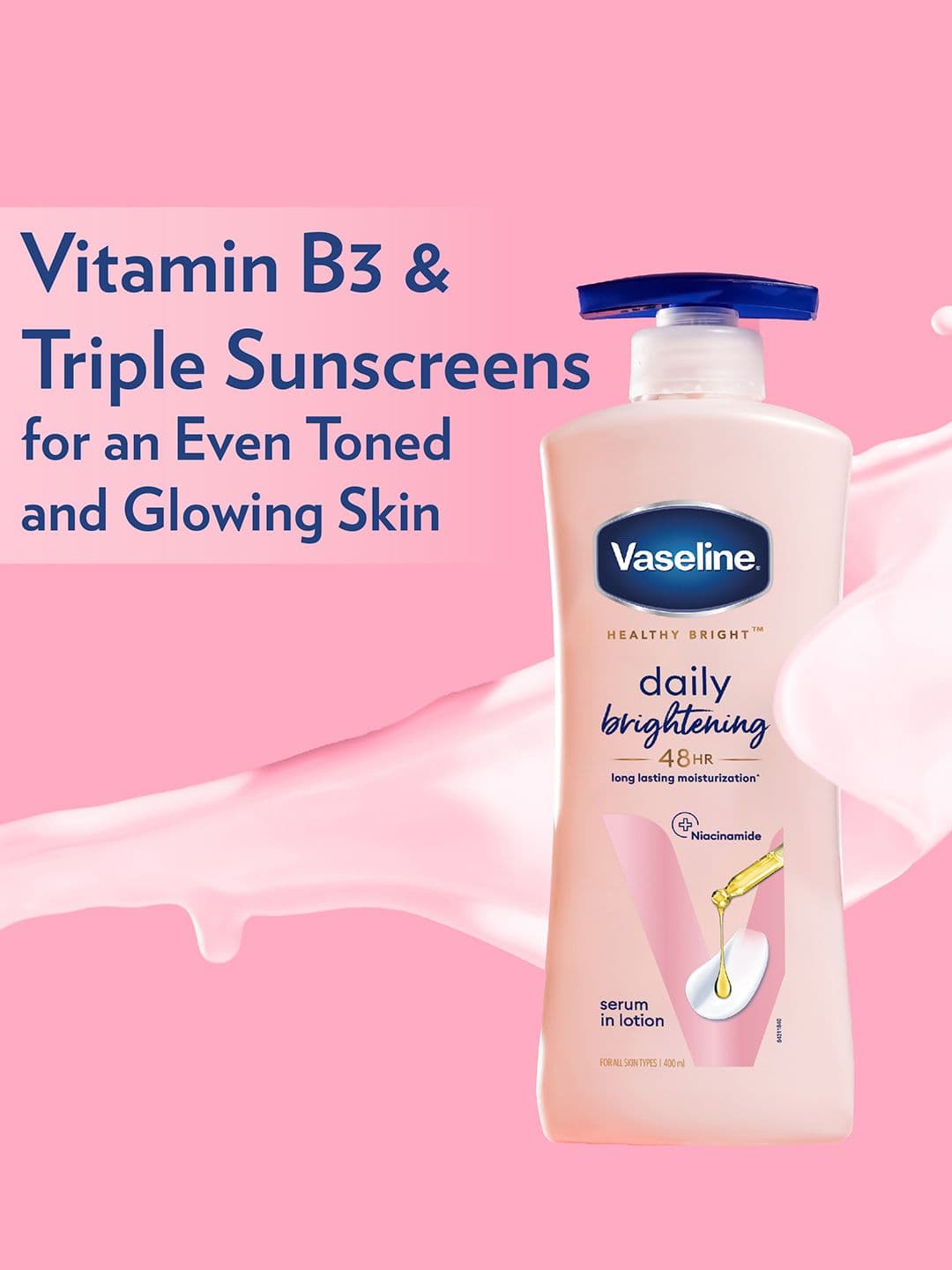 Vaseline Daily Brightening Body Lotion For Healthy & Glowing Skin with Niacinamide - 400ml