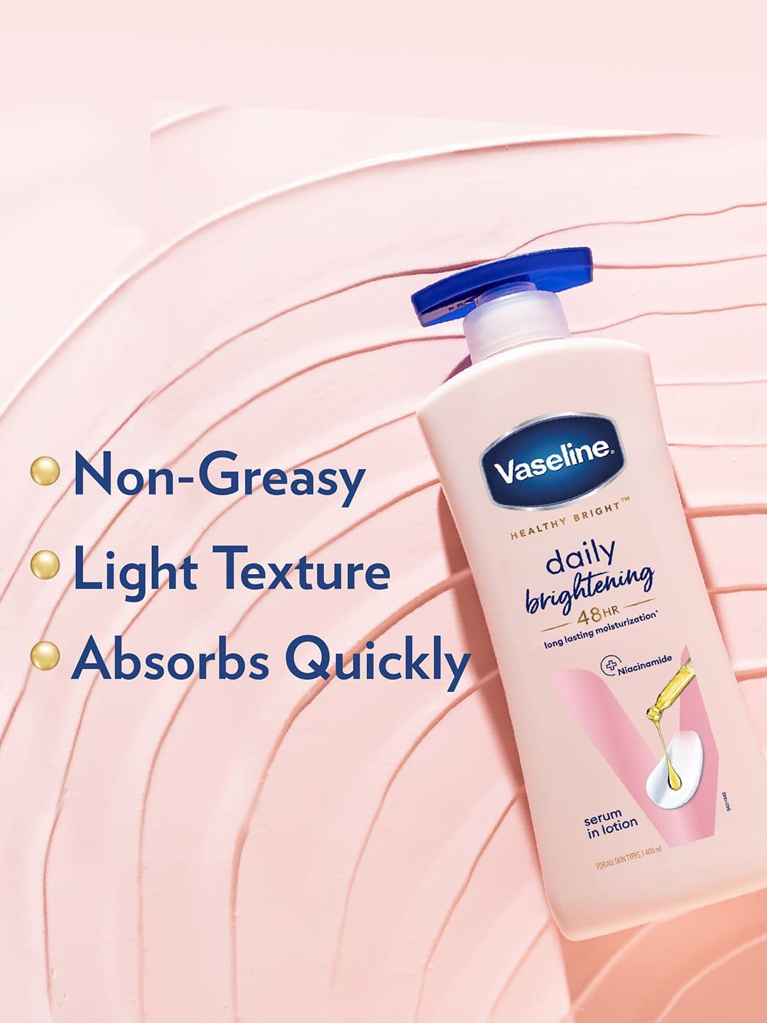 Vaseline Daily Brightening Body Lotion For Healthy & Glowing Skin with Niacinamide - 400ml