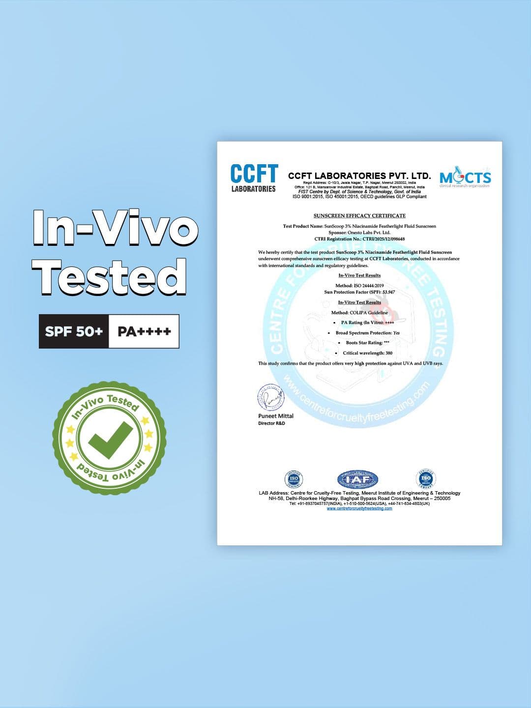 SunScoop 3% Niacinamide Fluid Sunscreen SPF 50+ PA++++ Lightweight In-Vivo Tested - 45ml