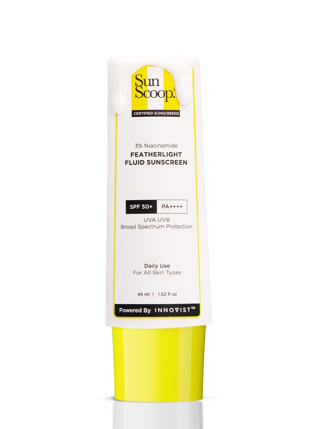 SunScoop 3% Niacinamide Fluid Sunscreen SPF 50+ PA++++ Lightweight In-Vivo Tested - 45ml