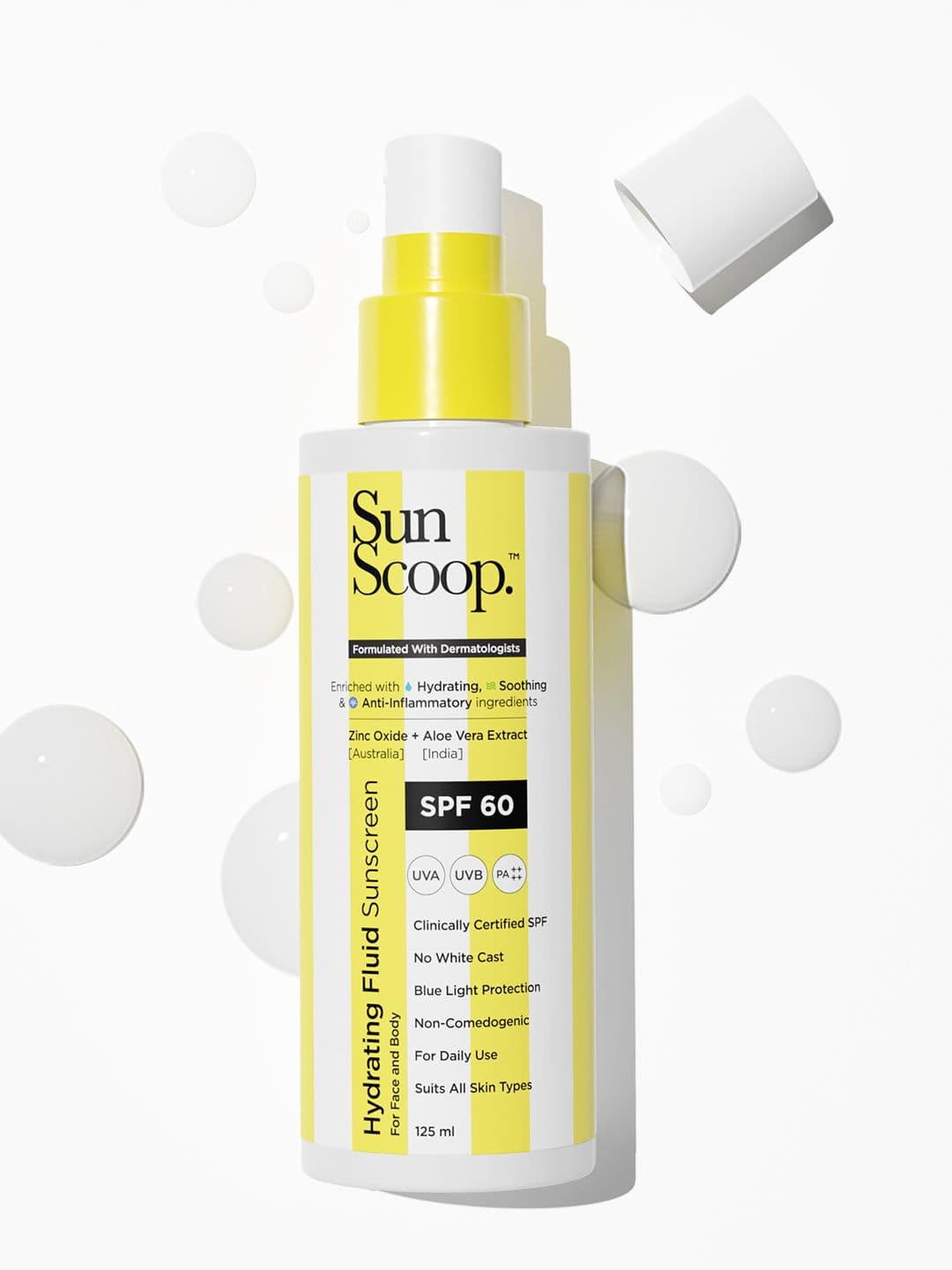 SunScoop Hydrating Fluid Sunscreen for Face & Body SPF 60 PA++++ In-Vitro Tested -125ml