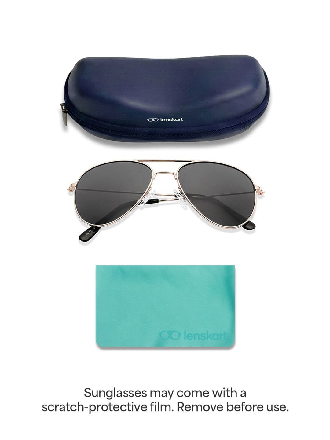 Vincent Chase by Lenskart Unisex Grey Lens & Gold-Toned Aviator Sunglasses with UV Protected Lens