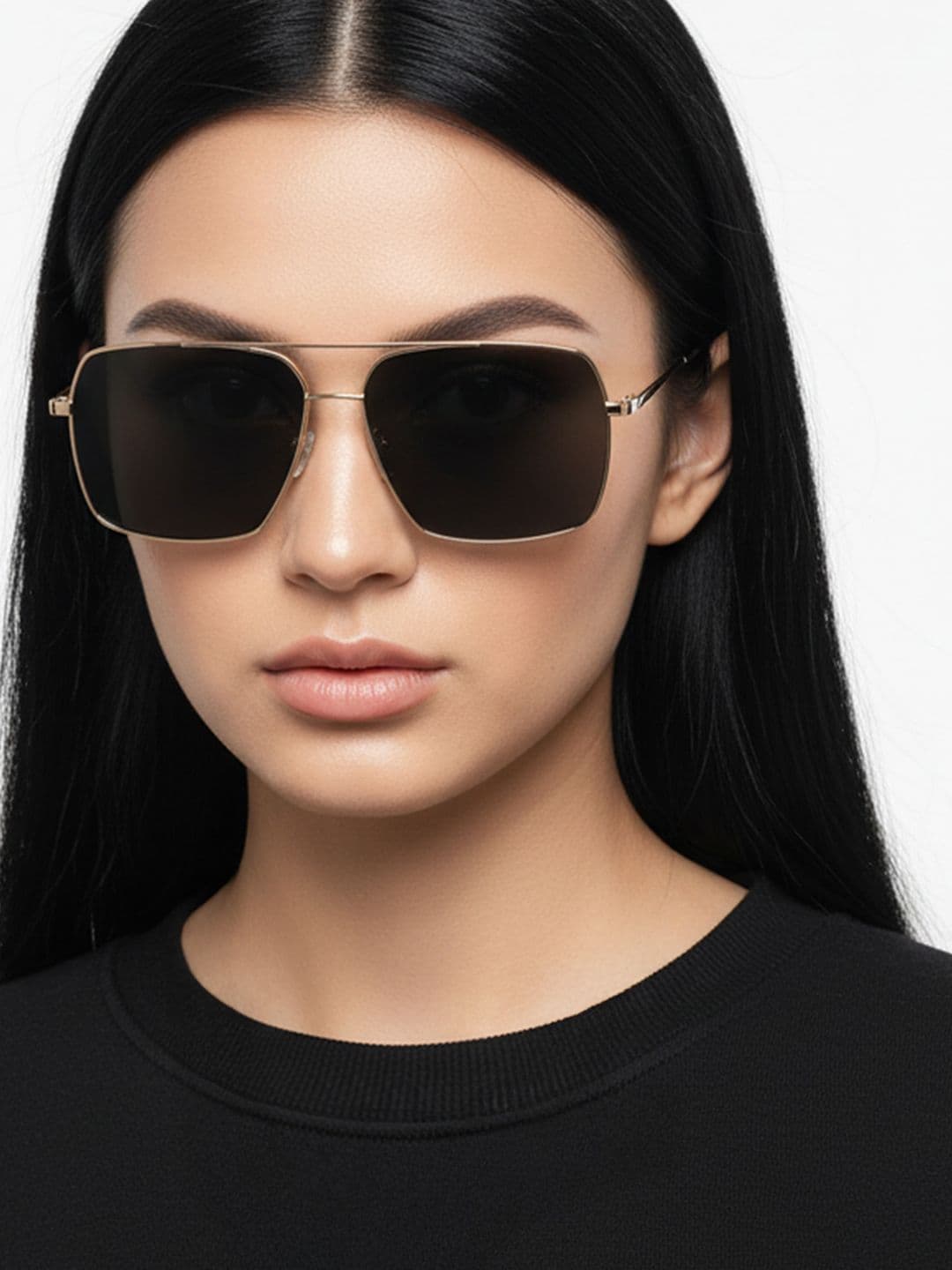 Vincent Chase by Lenskart Unisex Grey Lens & Gold-Toned Square Sunglasses with Polarised and UV Protected Lens