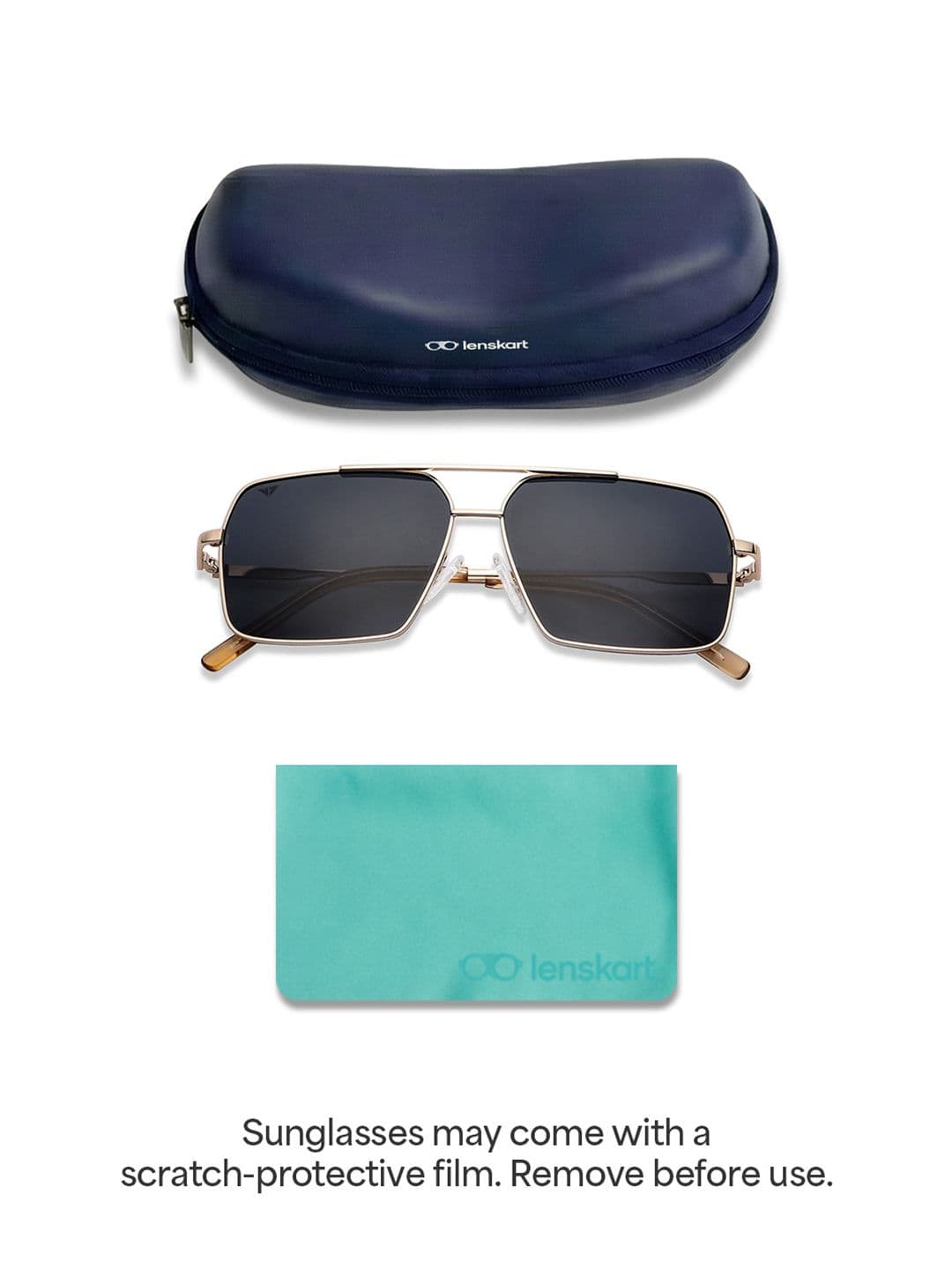 Vincent Chase by Lenskart Unisex Grey Lens & Gold-Toned Square Sunglasses with Polarised and UV Protected Lens