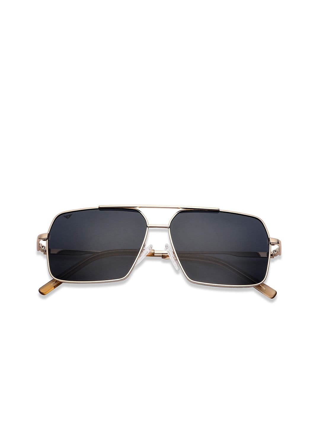 Vincent Chase by Lenskart Unisex Grey Lens & Gold-Toned Square Sunglasses with Polarised and UV Protected Lens