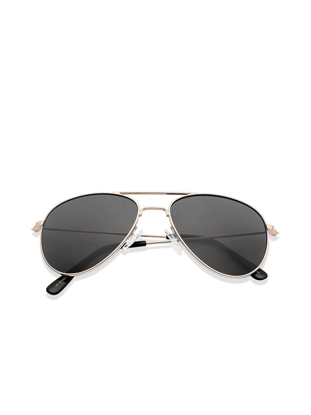 Vincent Chase by Lenskart Unisex Grey Lens & Gold-Toned Aviator Sunglasses with UV Protected Lens