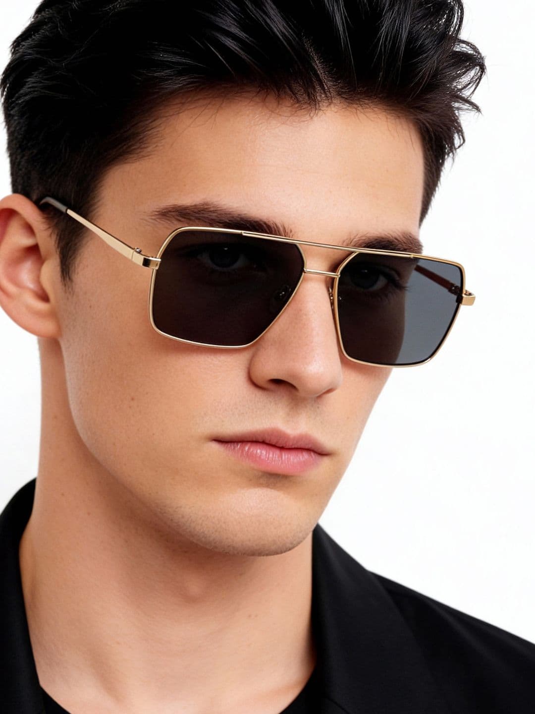 Vincent Chase by Lenskart Unisex Grey Lens & Gold-Toned Square Sunglasses with Polarised and UV Protected Lens