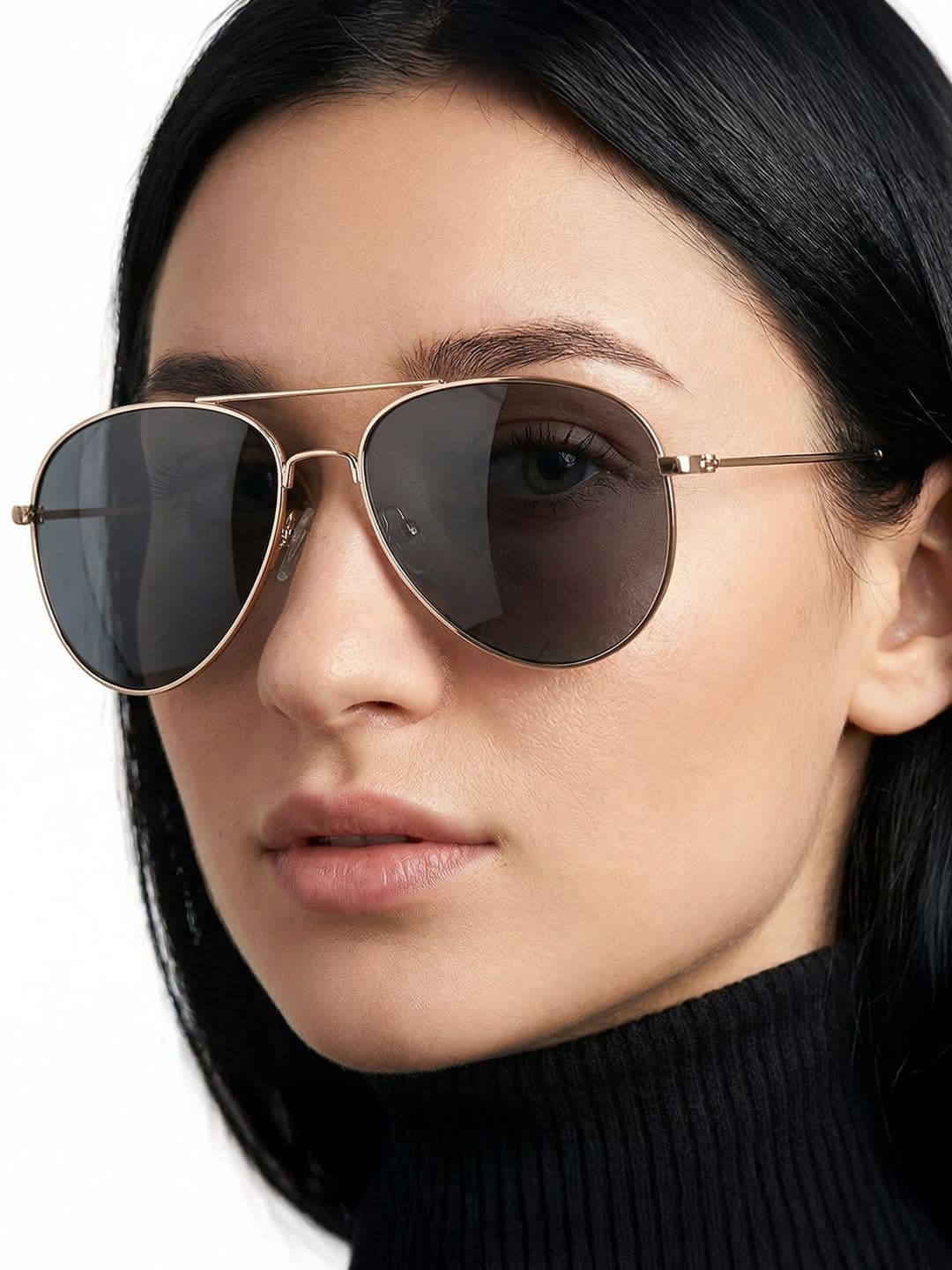 Vincent Chase by Lenskart Unisex Grey Lens & Gold-Toned Aviator Sunglasses with UV Protected Lens