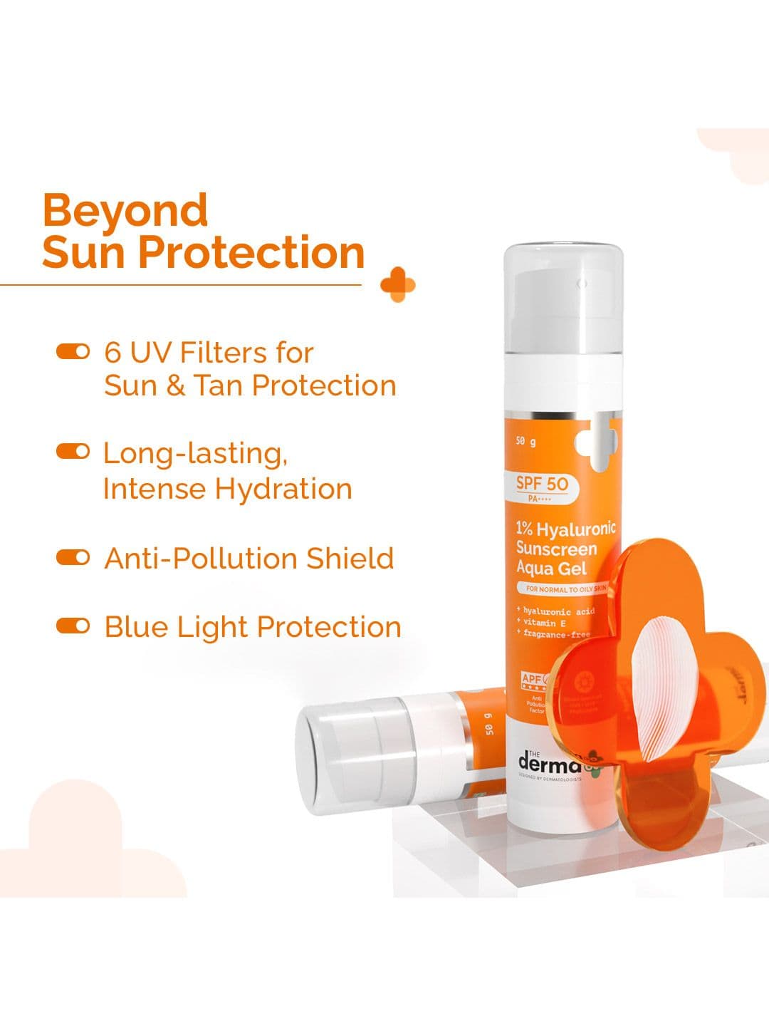 The Derma co. 1% Hyaluronic Sunscreen Aqua Ultra Light Gel UVA & B Prot 50g In-Vivo tested