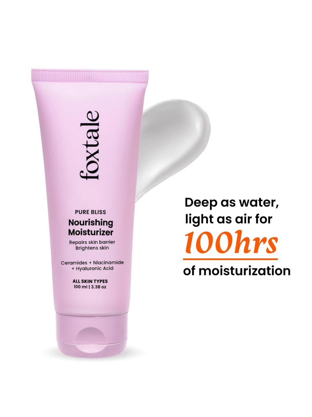 FoxTale Nourishing Ceramide Moisturiser for 100hrs of Hydrated & Glowing Skin - 100 ml