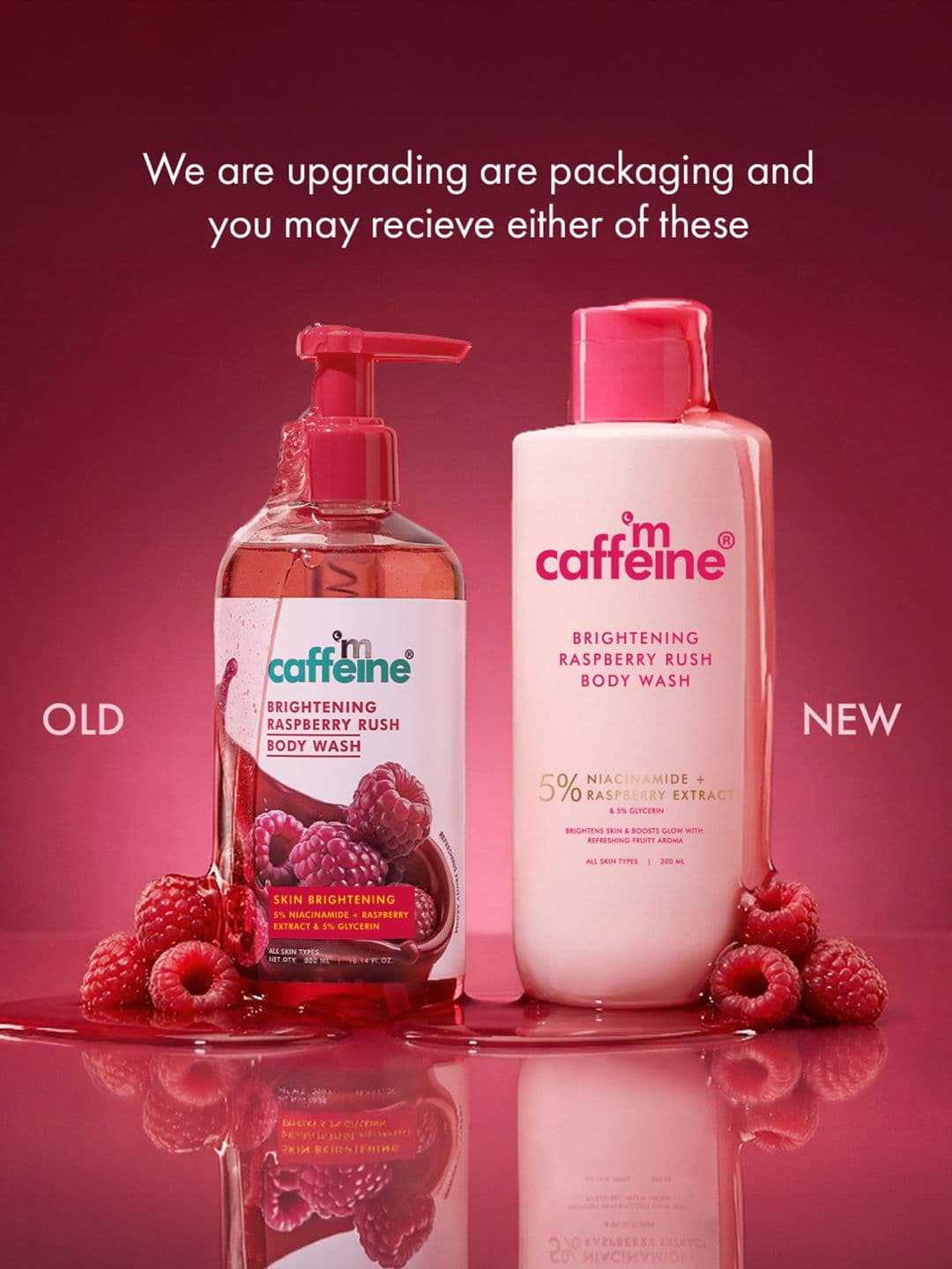 MCaffeine Brightening 5% Niacinamide & Raspberry Body Wash 300ml