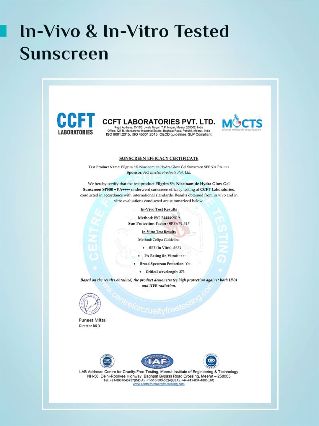 Pilgrim 5% Niacinamide Hydra Glow Gel Sunscreen SPF 50+ PA++++ - 50 ml