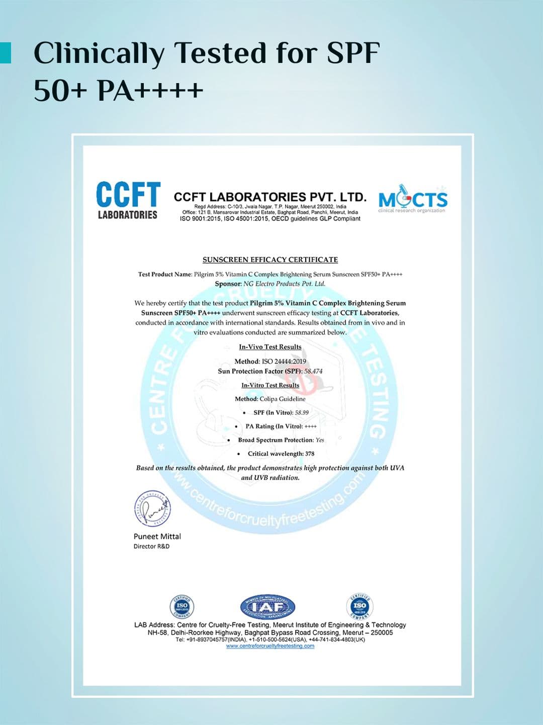 Pilgrim 5% Vitamin C Complex Brightening Serum Sunscreen SPF 50+ PA++++ - 50 ml