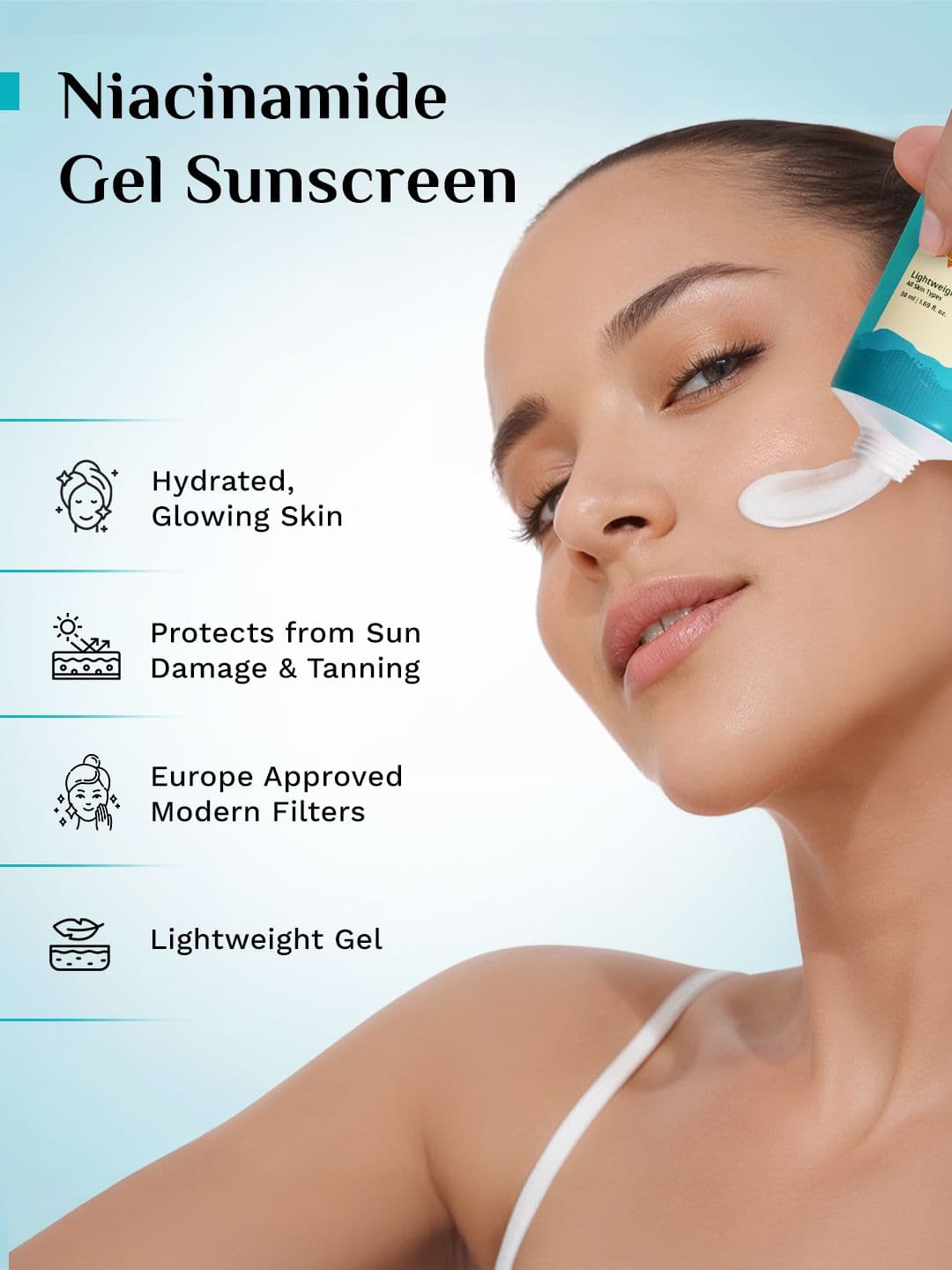 Pilgrim 5% Niacinamide Hydra Glow Gel Sunscreen SPF 50+ PA++++ - 50 ml