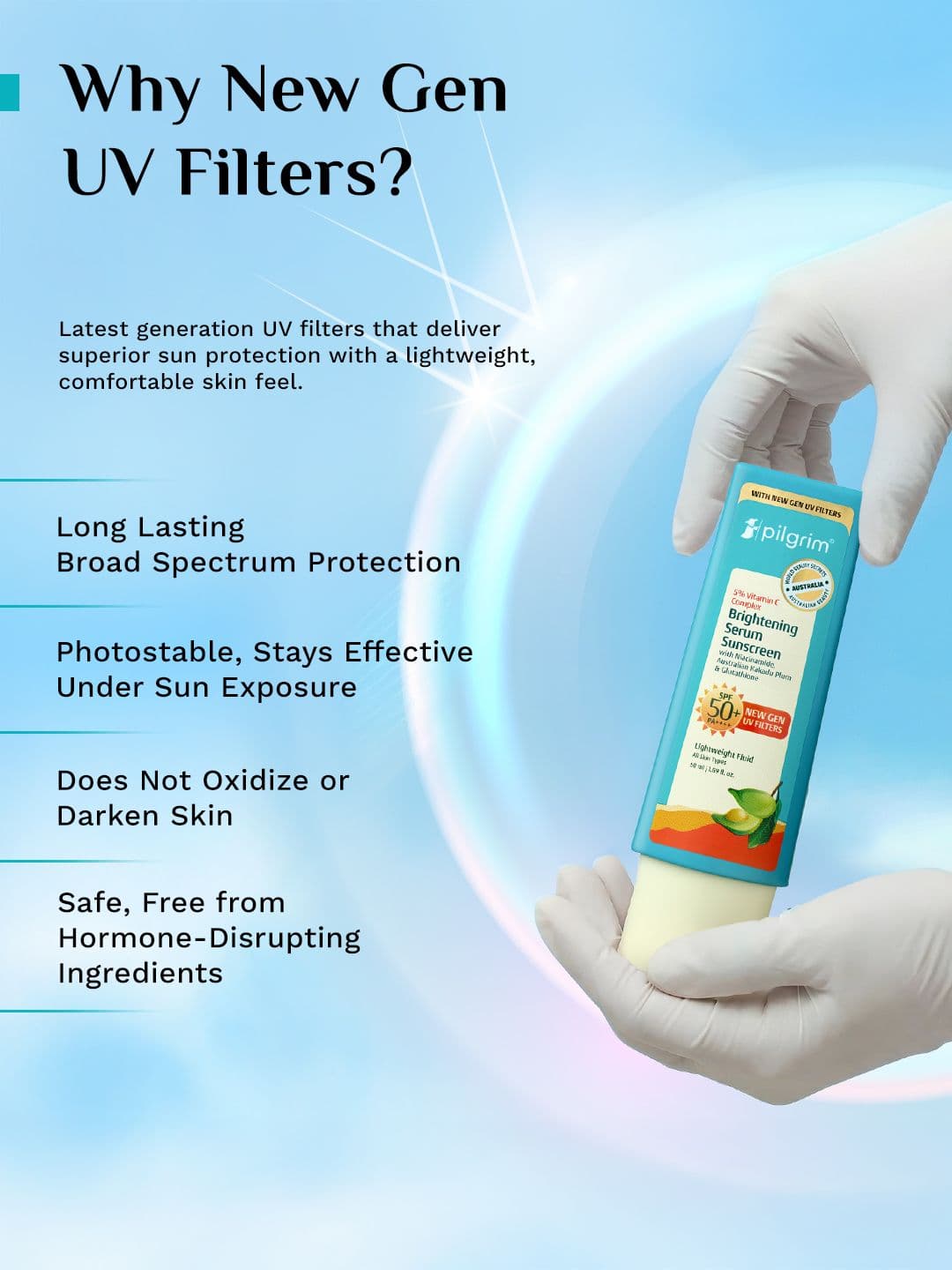 Pilgrim 5% Vitamin C Complex Brightening Serum Sunscreen SPF 50+ PA++++ - 50 ml