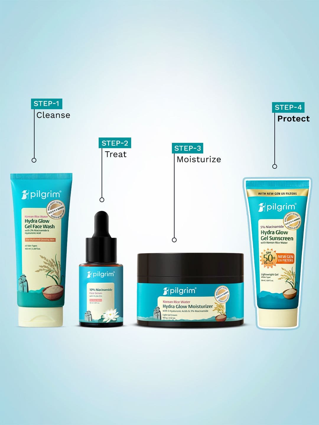 Pilgrim 5% Niacinamide Hydra Glow Gel Sunscreen SPF 50+ PA++++ - 50 ml