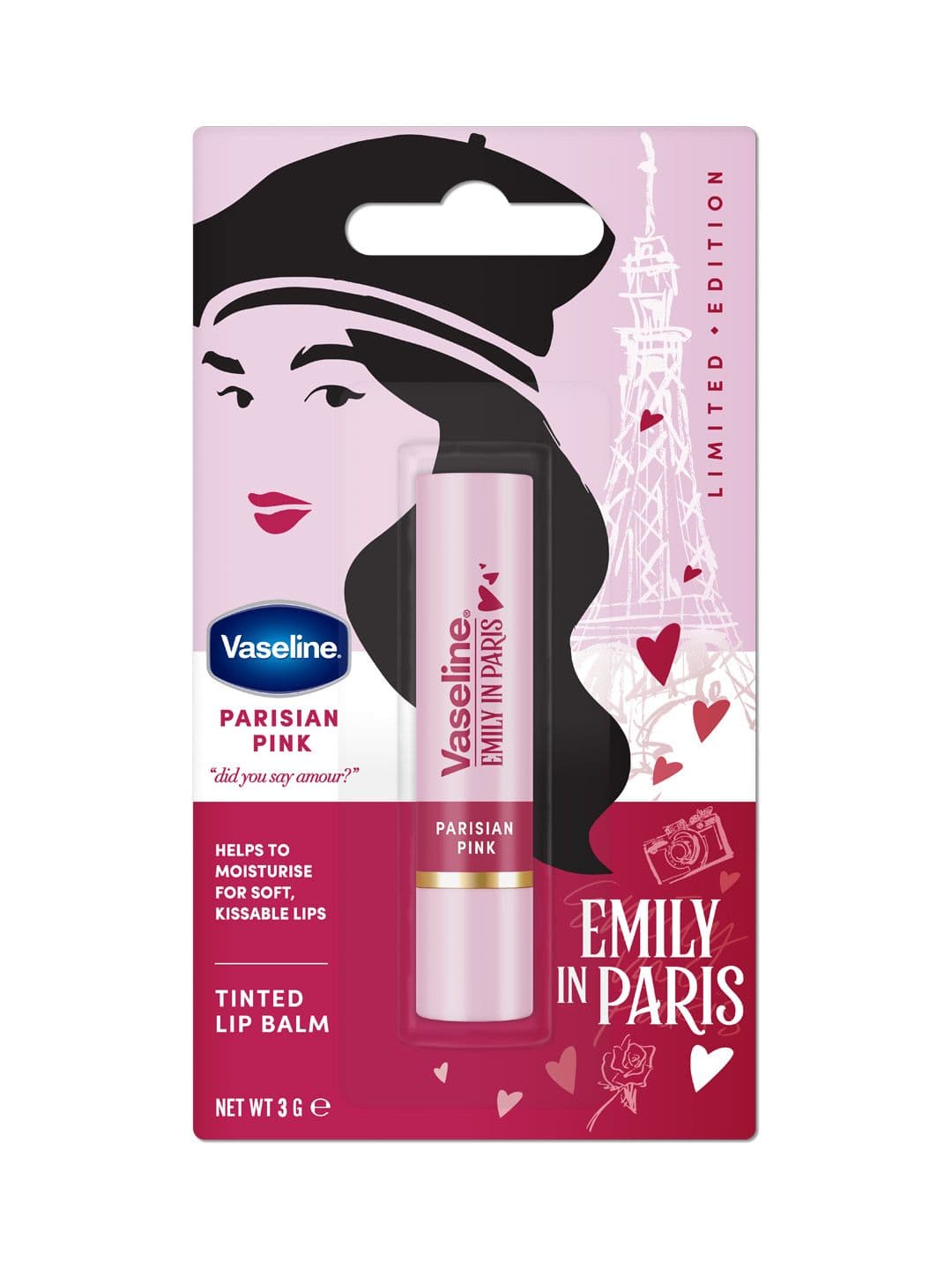 Vaseline Emily in Paris Limited Edition Tinted Lip Balm Stick 3g - Parisian Pink