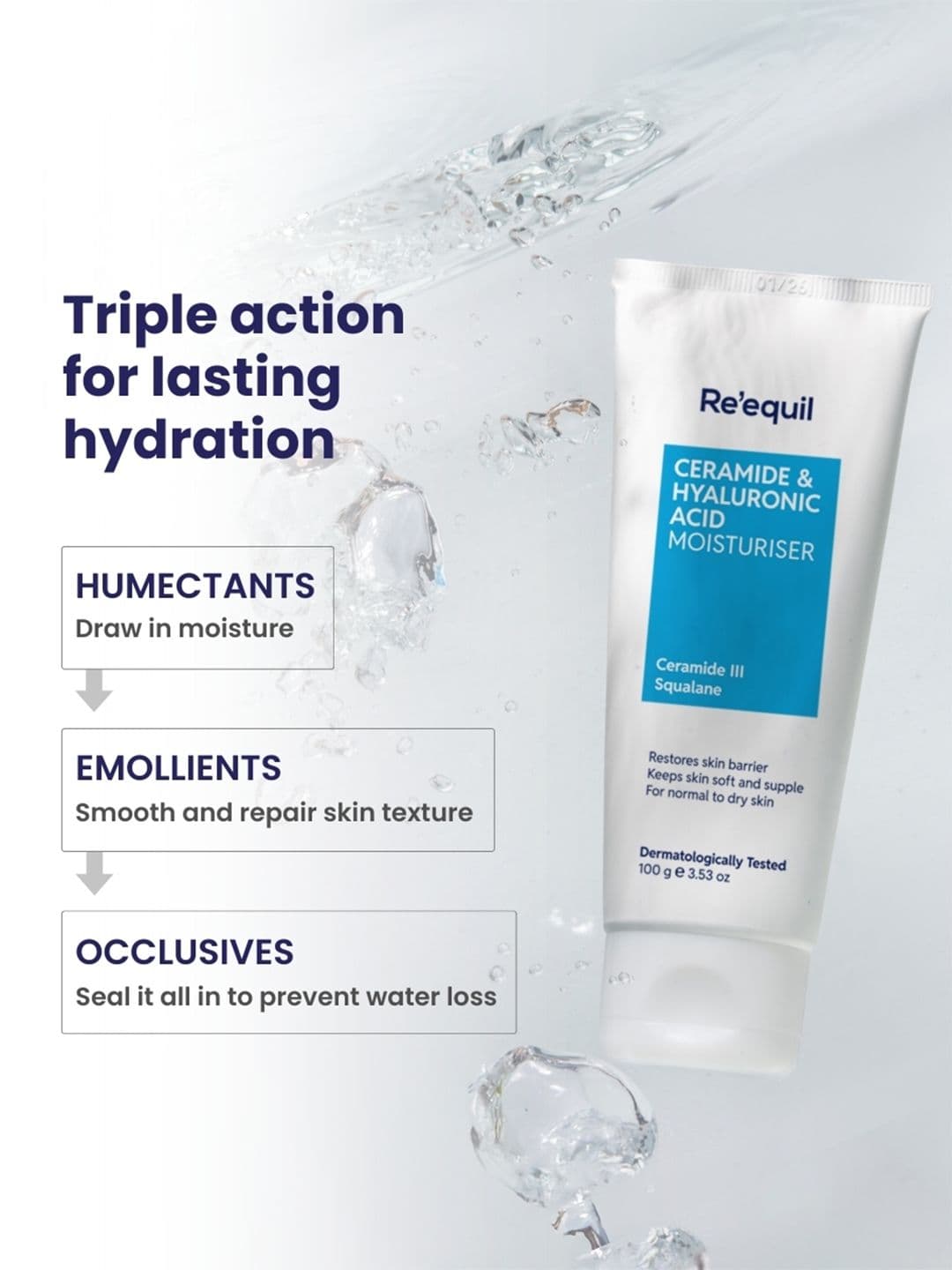Reequil Unisex Ceramide & Hyaluronic Acid Moisturiser For Normal To Dry Skin