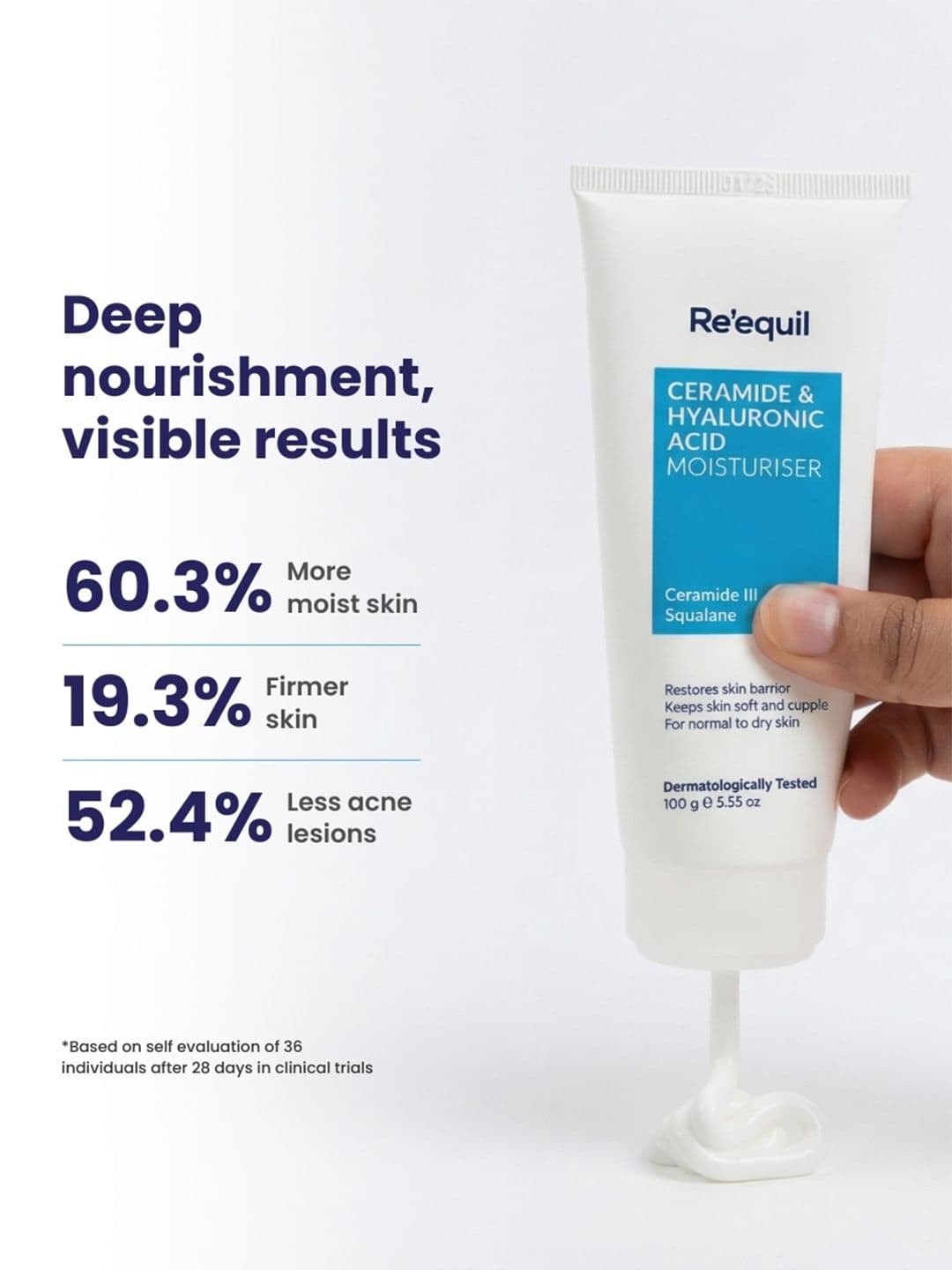 Reequil Unisex Ceramide & Hyaluronic Acid Moisturiser For Normal To Dry Skin