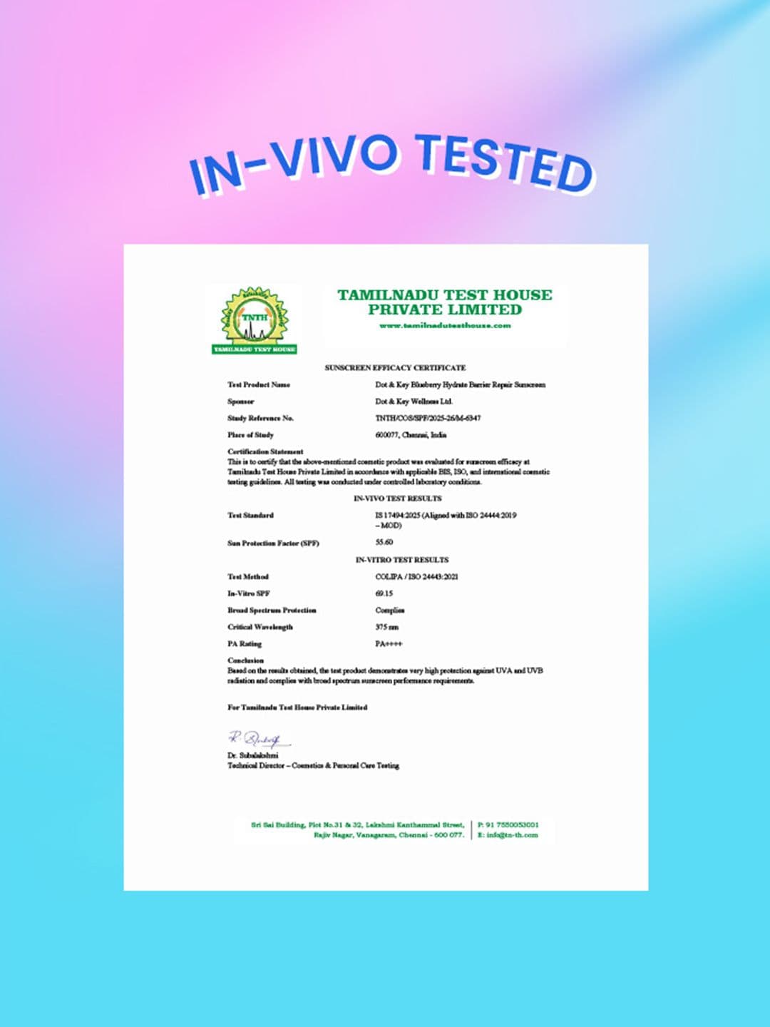 DOT & KEY Blueberry Hydrate Barrier Repair Sunscreen In-Vivo Tested SPF 50+ PA++++ - 30g