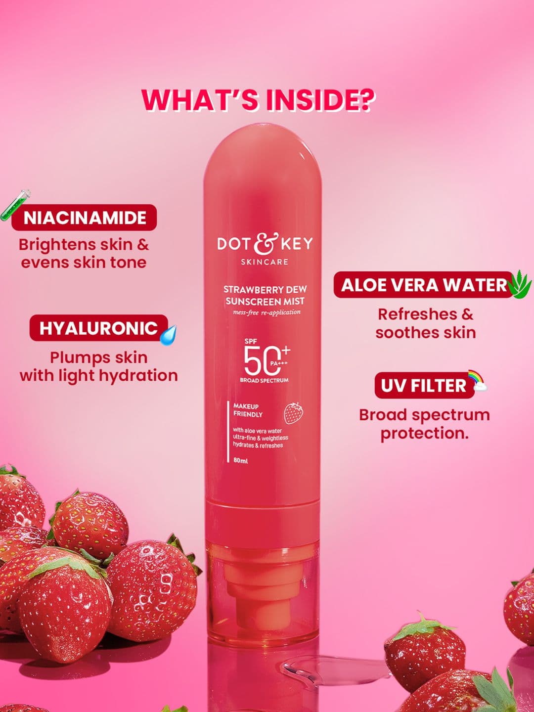 DOT & KEY Strawberry Niacinamide Sunscreen Mist SPF 50+ PA+++