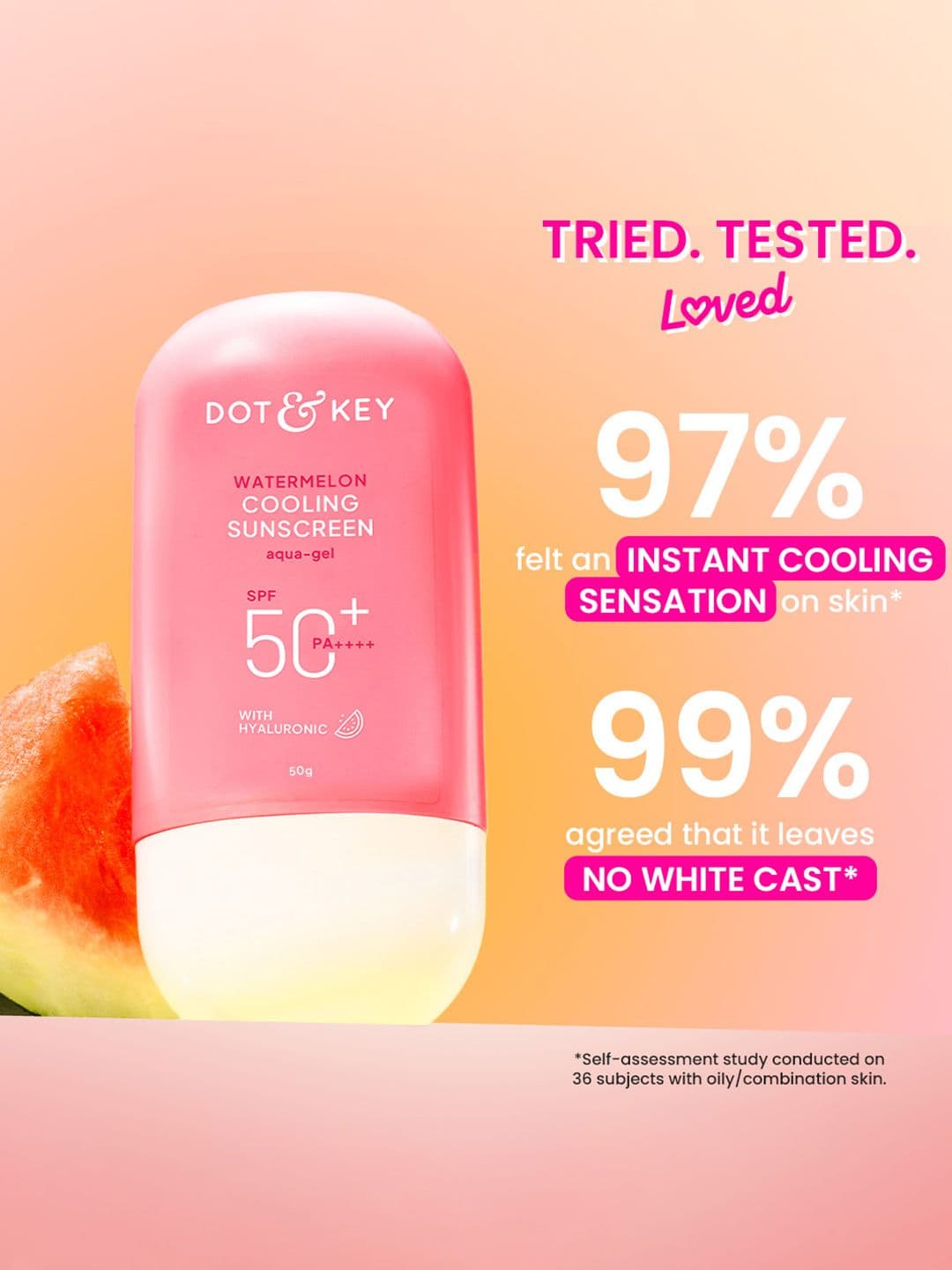 DOT & KEYWatermelon Cooling Sunscreen, In-Vivo Tested SPF 50+ PA++++, With Hyaluronic -50g