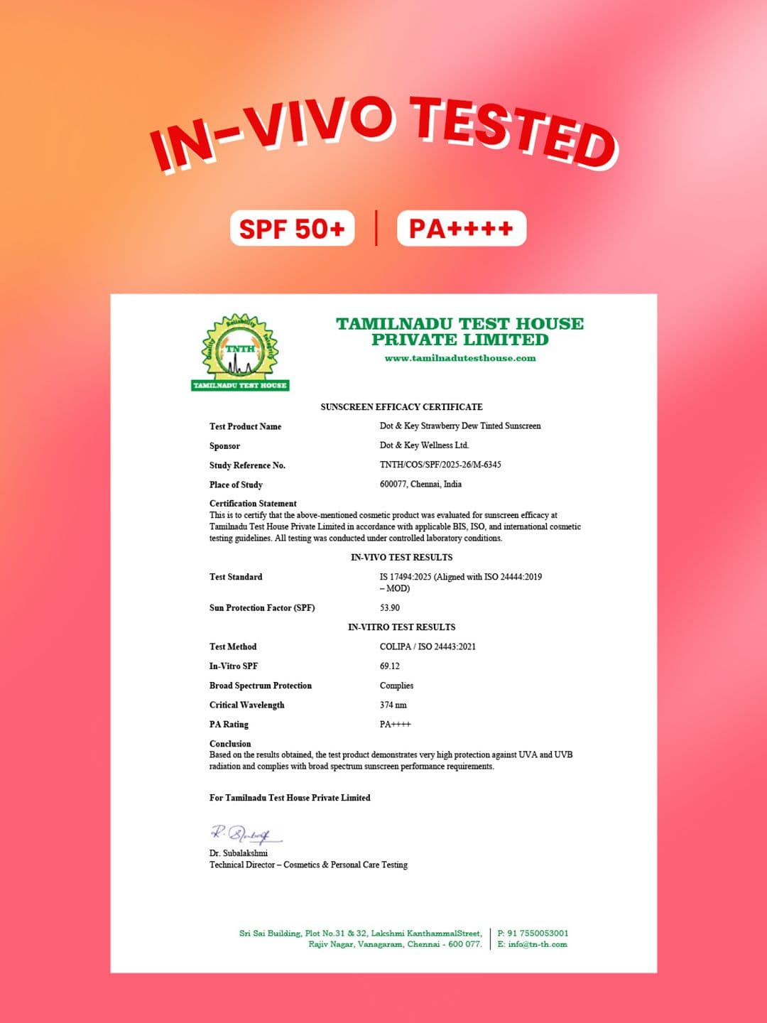 DOT & KEY Strawberry Dew Tinted Sunscreen In-Vivo Tested SPF 50+ PA++++ 50ml-Beige 05