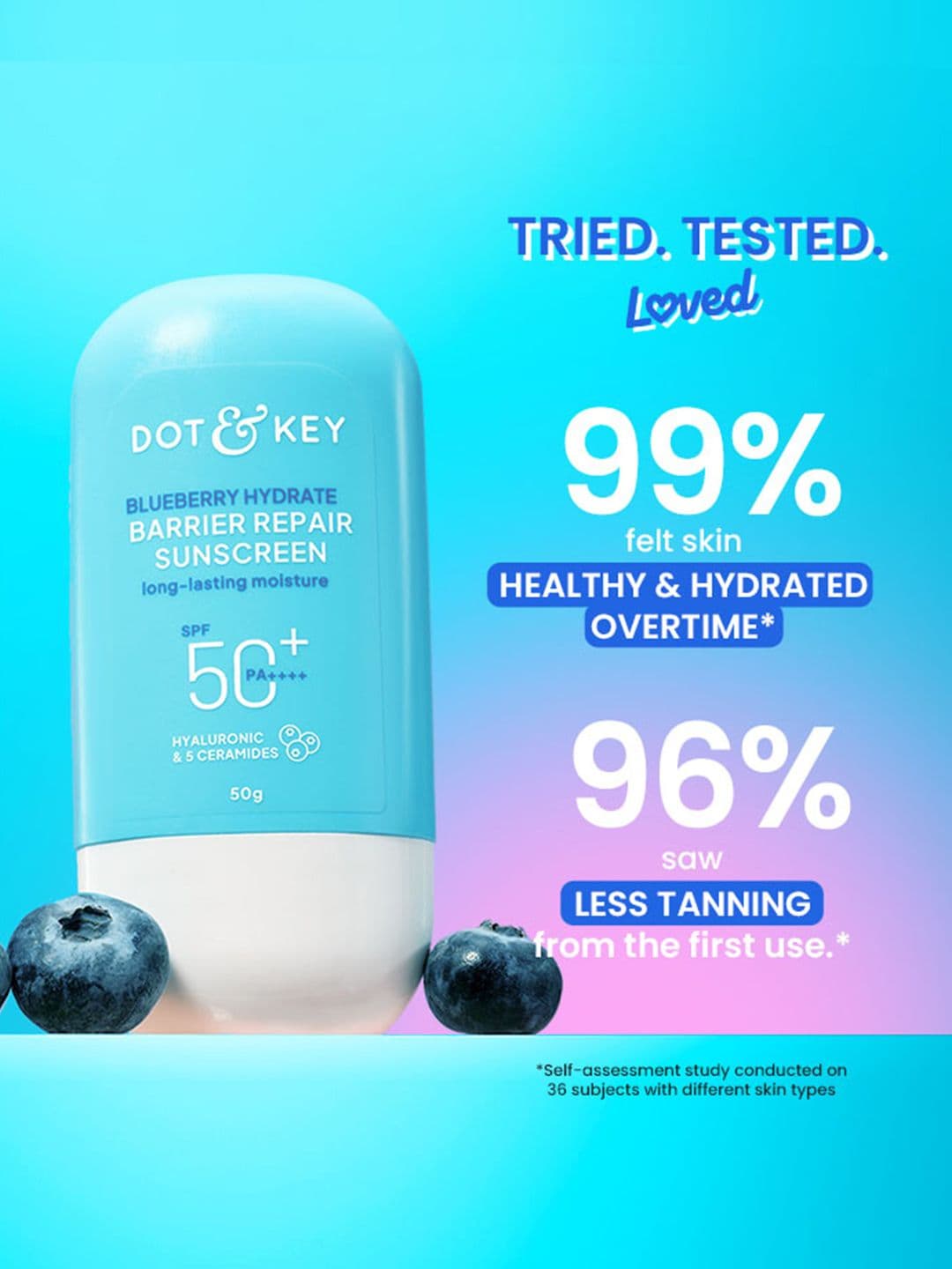 DOT & KEY Blueberry Hydrate Barrier Repair Sunscreen In-Vivo Tested SPF 50+ PA++++ - 30g